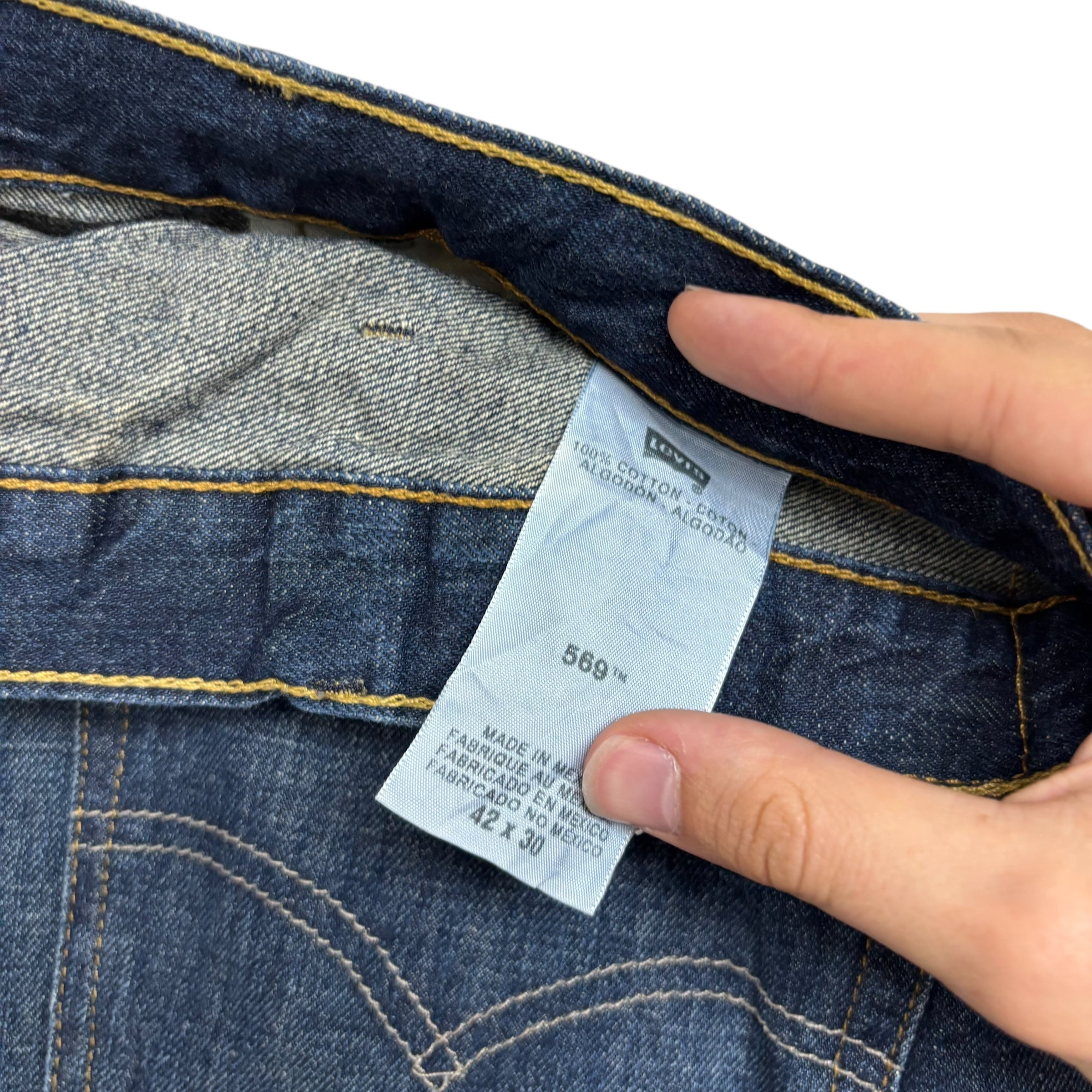 Levis 569 Jeans W42 L30 Mens Dark Blue Baggy Relaxed Straight Fit Vintage Denim