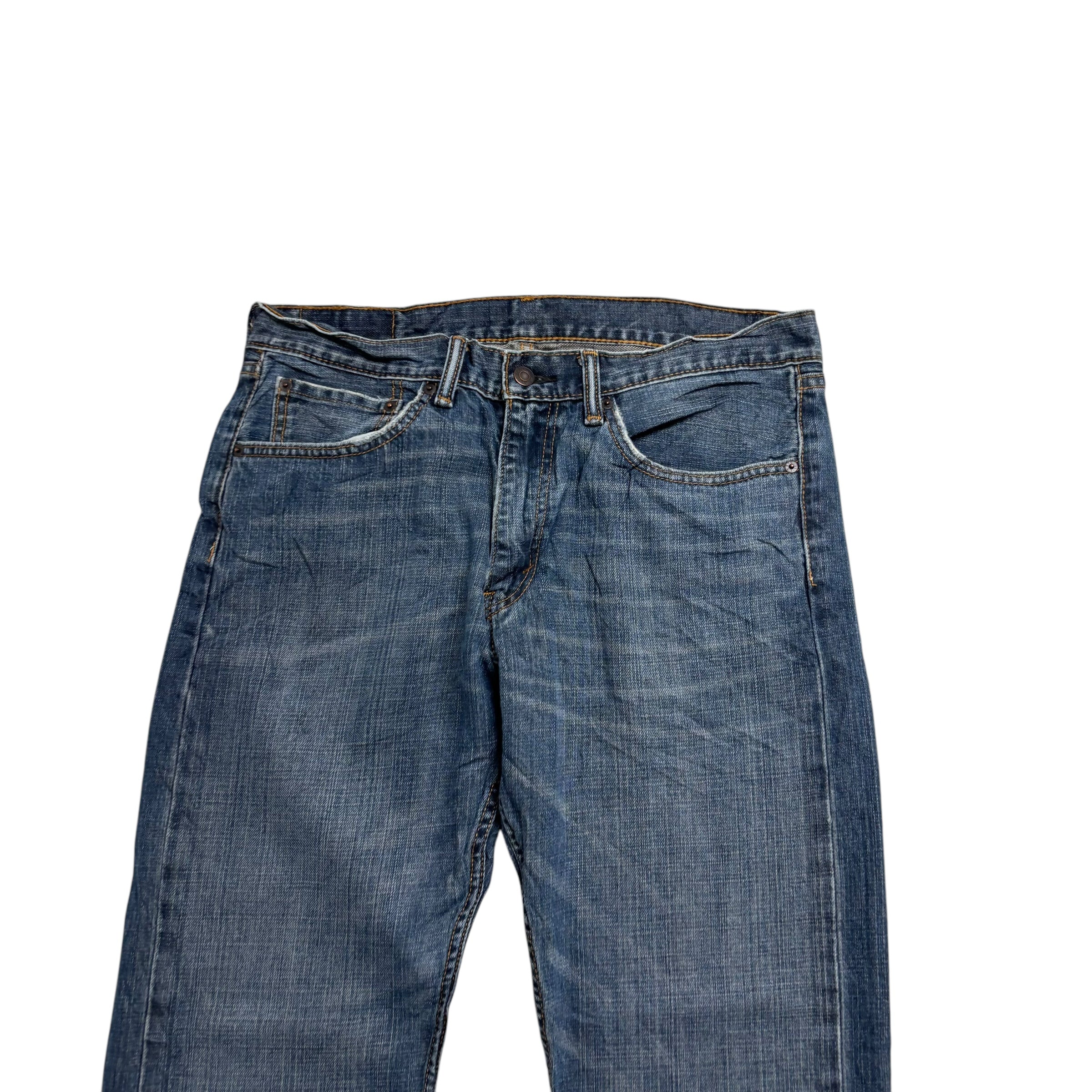 Levis 505 Jeans W34 L32 Mens Mid Blue Regular Straight Fit Denim (E)