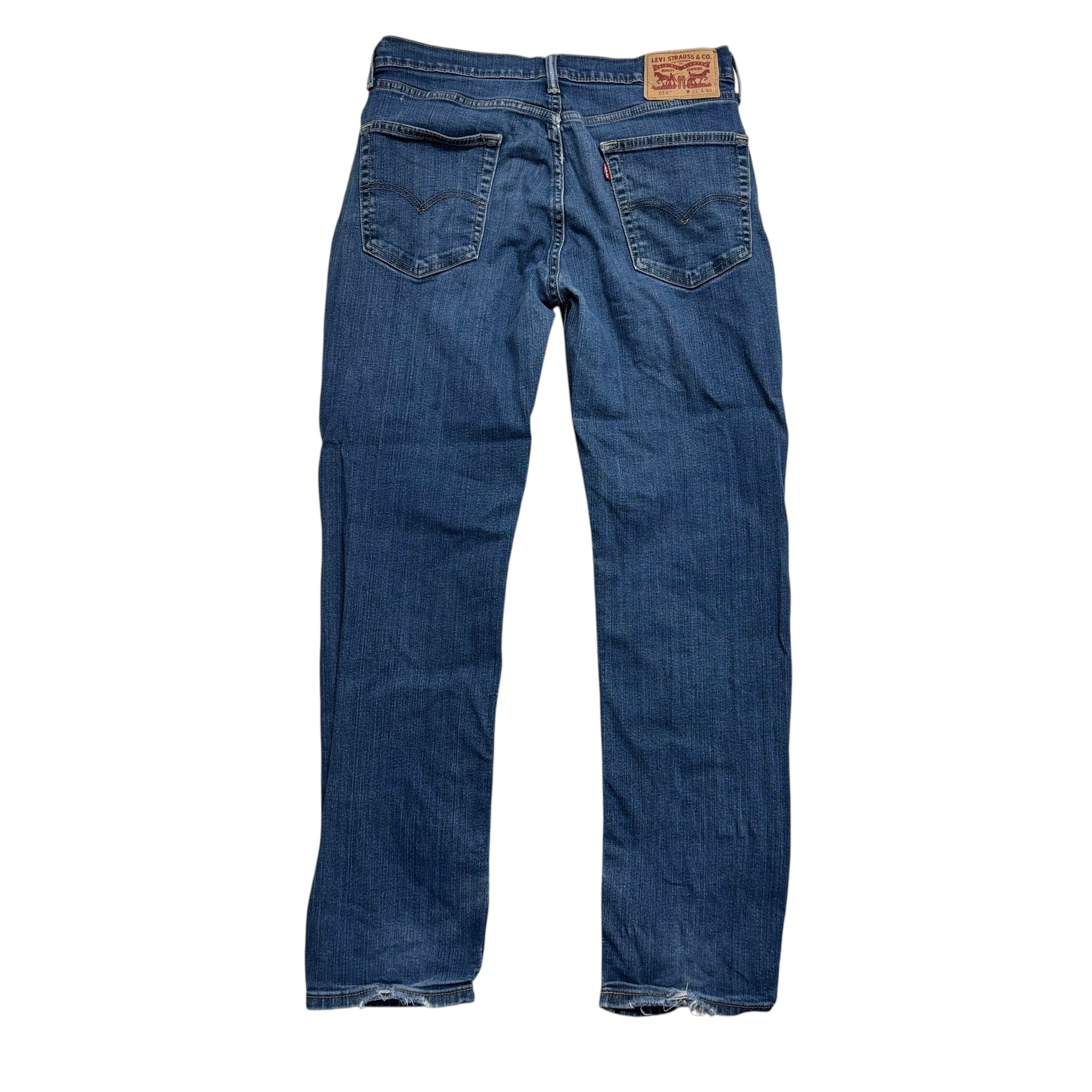 Levis 514 Jeans W31 L30 Mens Mid Blue Regular Straight Fit Stretch Denim (F)