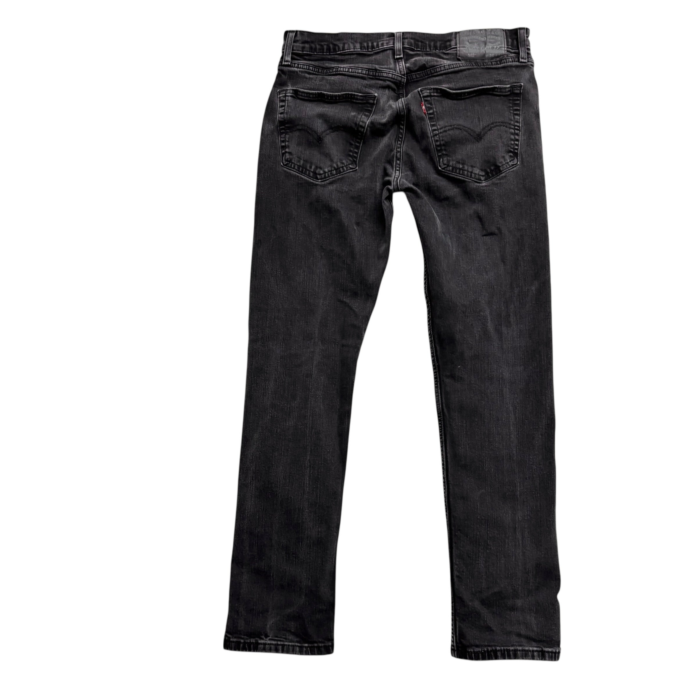 Levis 502 Jeans W32 L29 Mens Black Regular Tapered Fit Stretch Denim