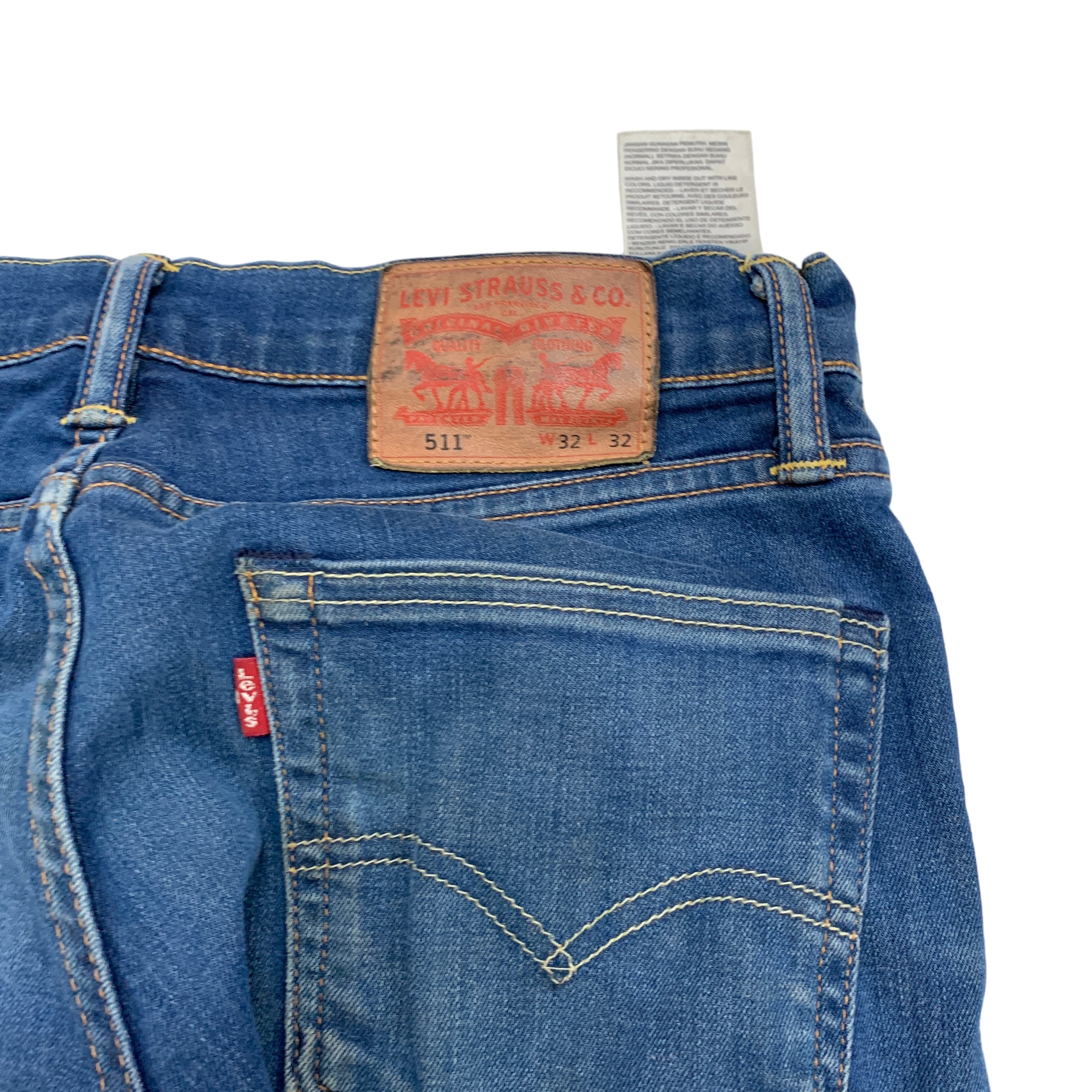 Levis 511 Jeans W32 L32 Mens Mid Blue Slim Fit Stretch Denim