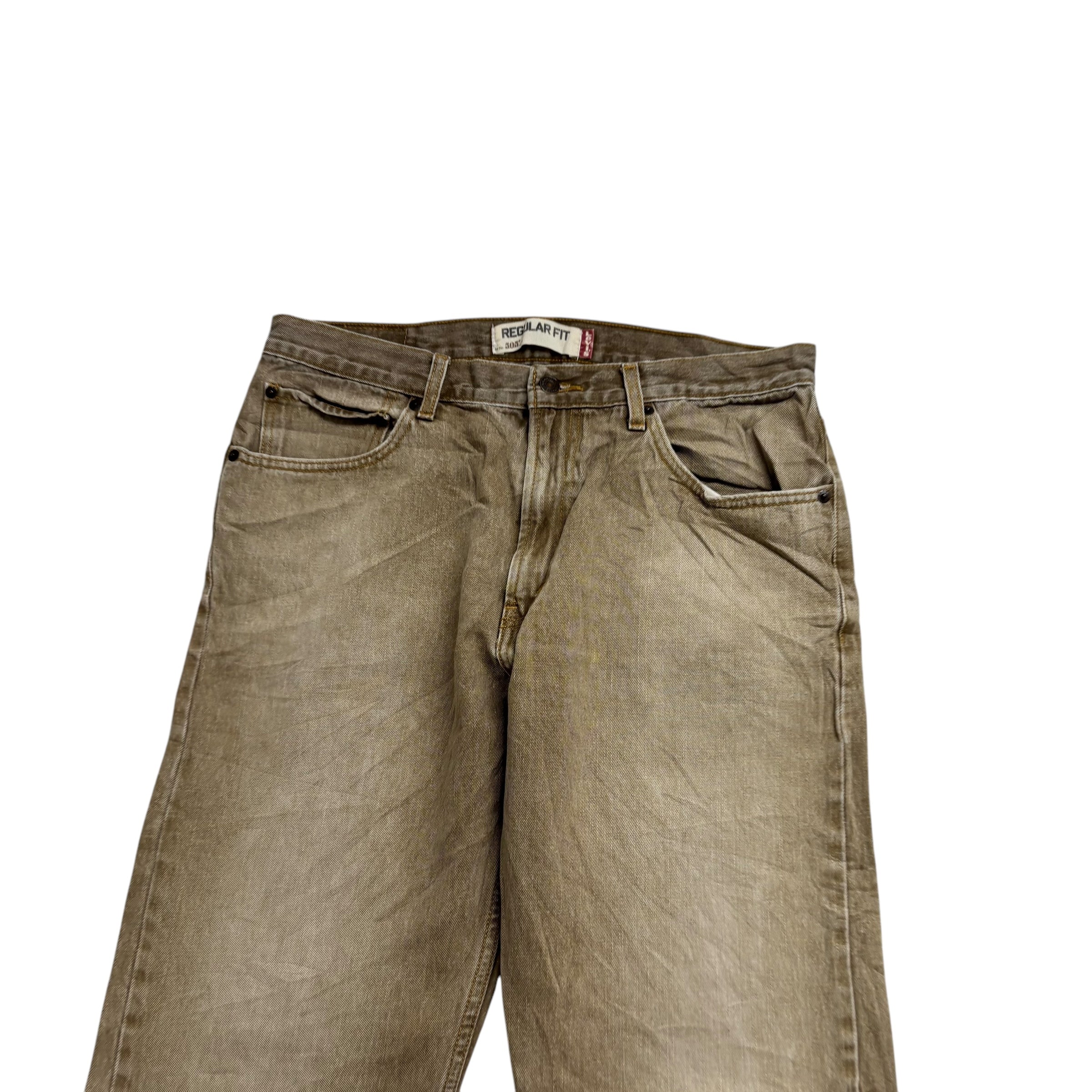 Levis 505 Jeans W34 L32 Mens Gold Regular Straight Fit Vintage Denim (E)