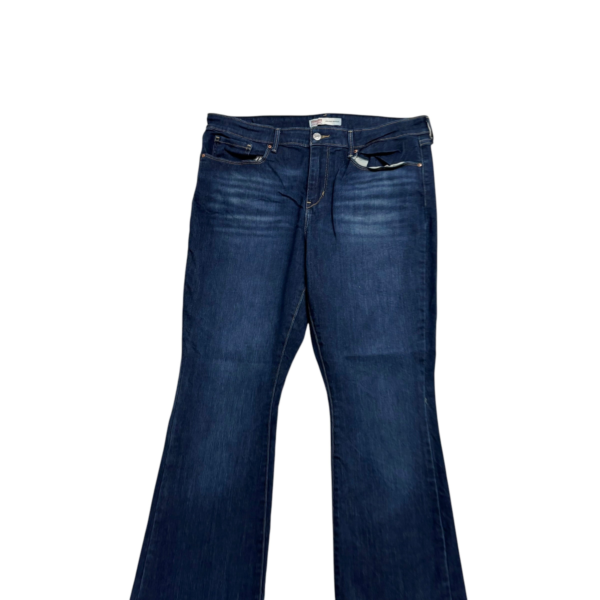 Levis Signature Jeans W33 L30 Womens Bootcut Fit Dark Blue Stretch Denim (E)