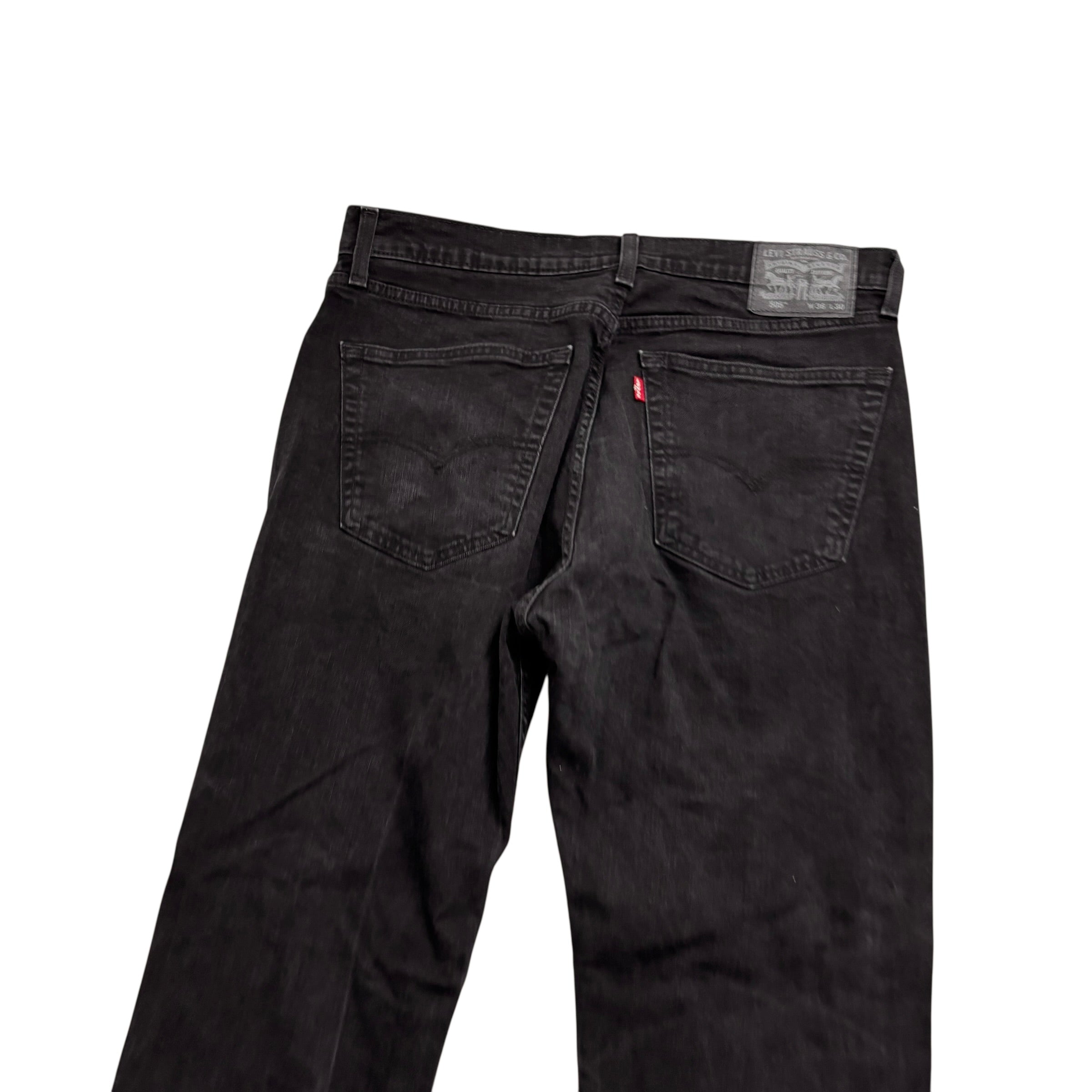 Levis 505 Jeans W36 L30 Mens Black Regular Straight Fit Stretch Denim (E)