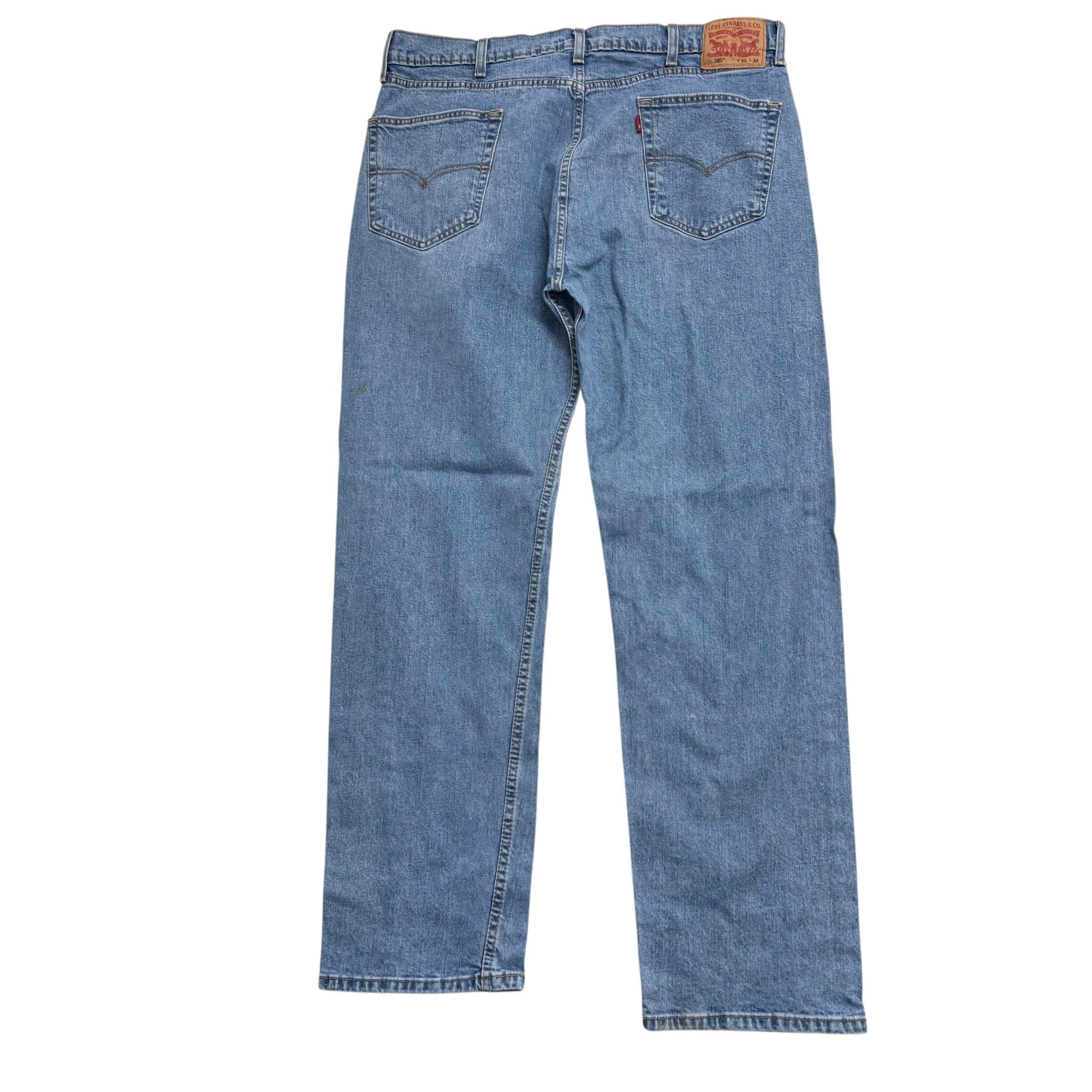 Levis 505 Jeans W38 L34 Mens Light Blue Regular Straight Fit Stretch Denim