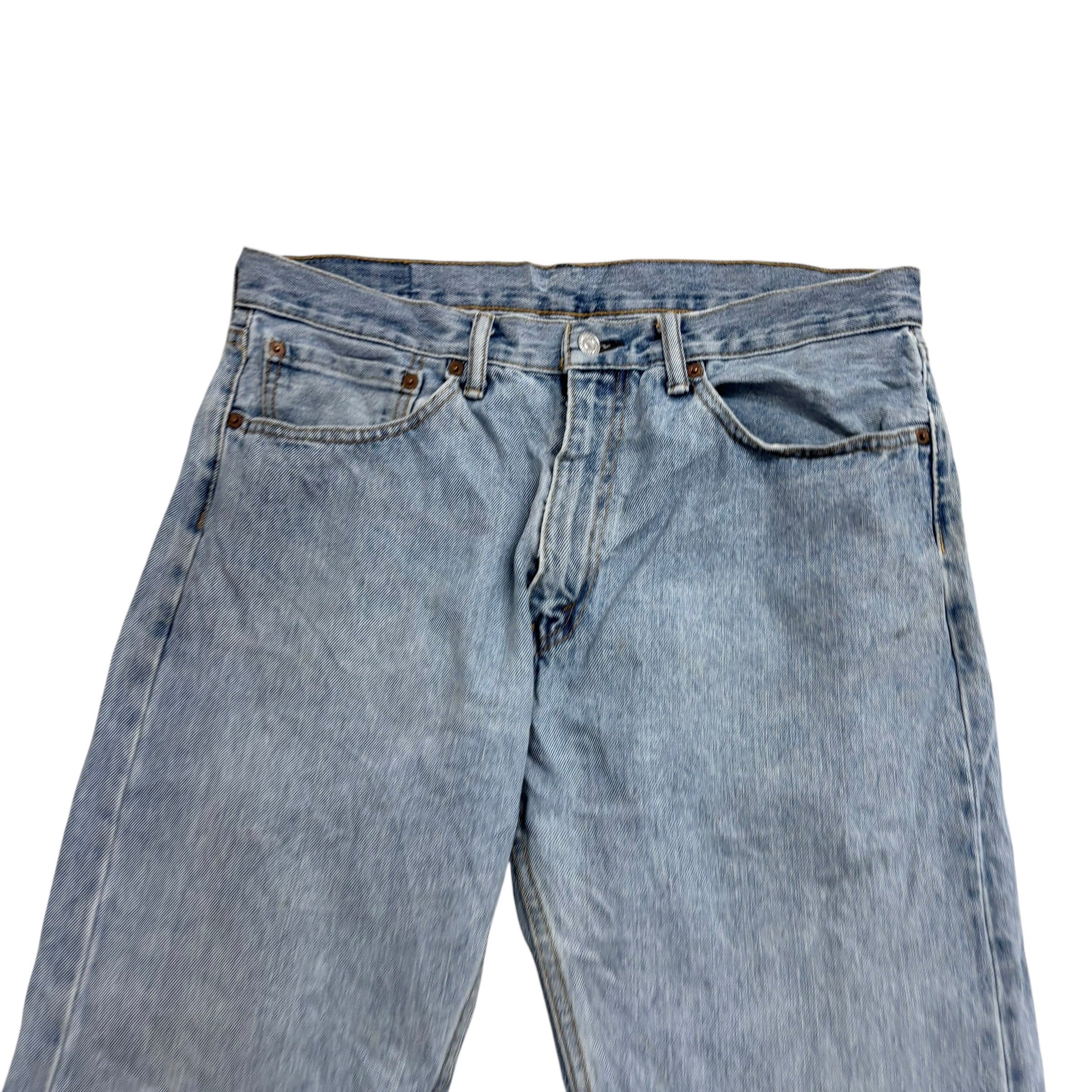 Levis 505 Jeans W34 L30 Mens Light Blue Regular Straight Fit Denim (F)