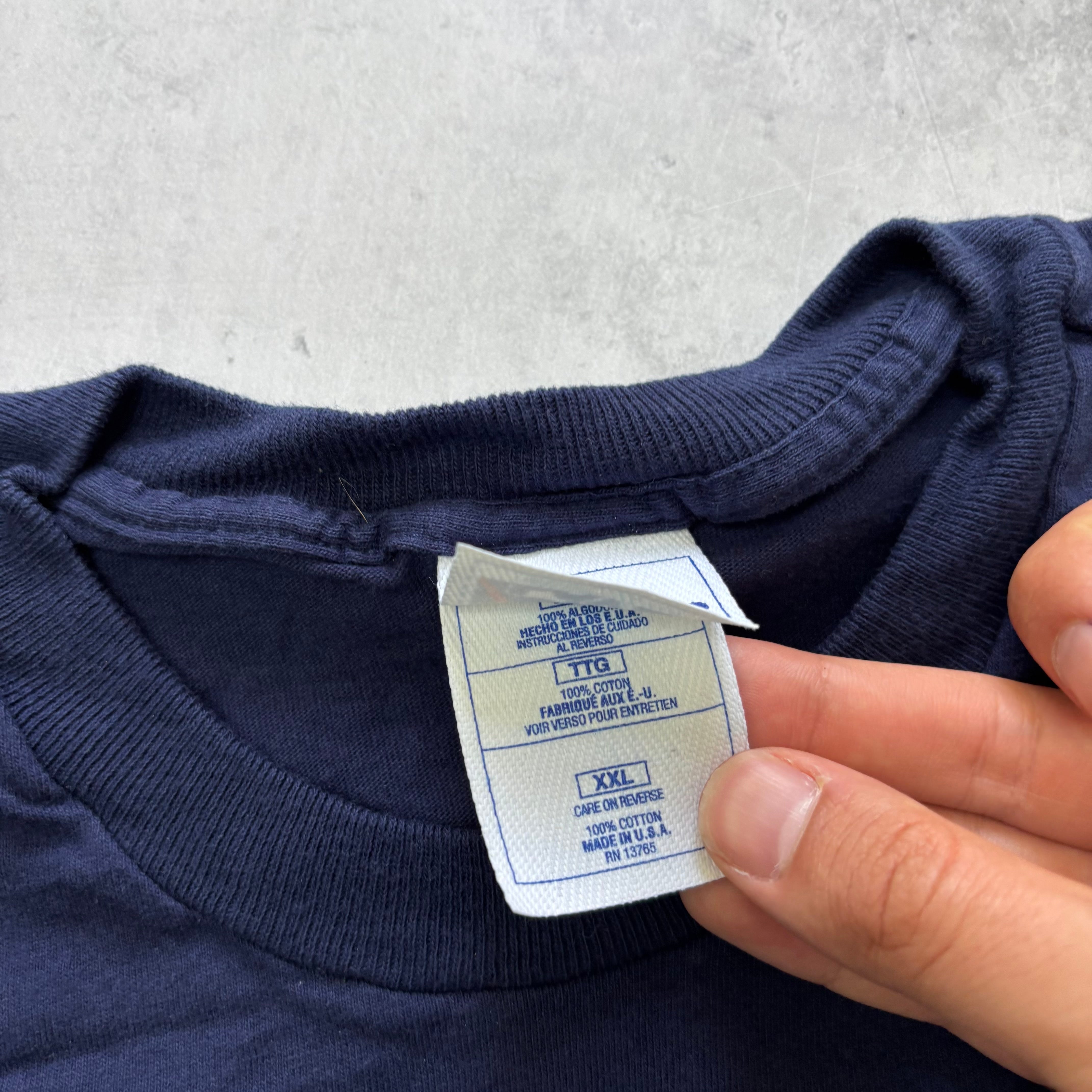 Vintage T Shirt Mens XXL Navy Blue Single Stitch Graphic Print 90s Baseball (E)