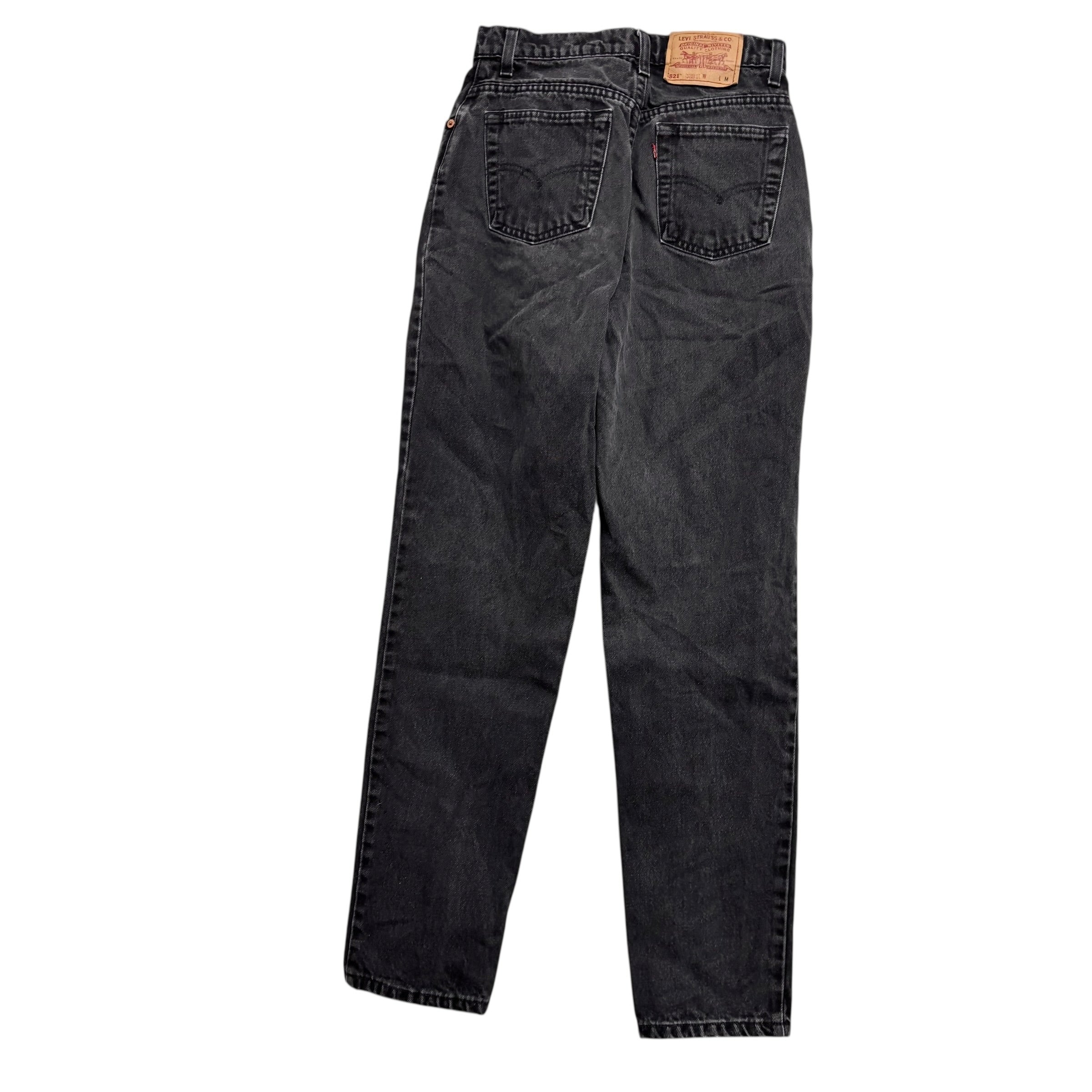 Levis 521 Jeans W26 L30 Womens Black Regular Tapered Fit Vintage Denim