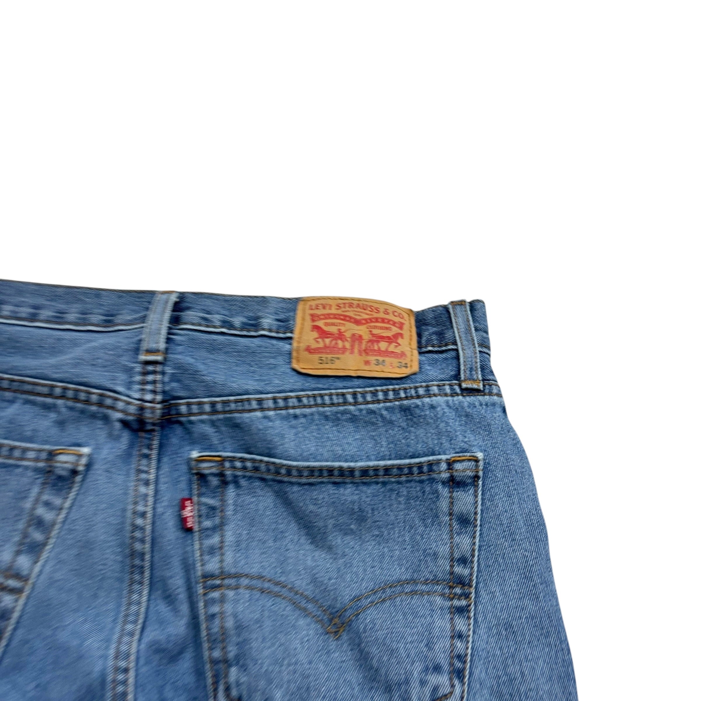 Levis 516 Jeans W34 L34 Mens Light Blue Slim Straight Fit Denim