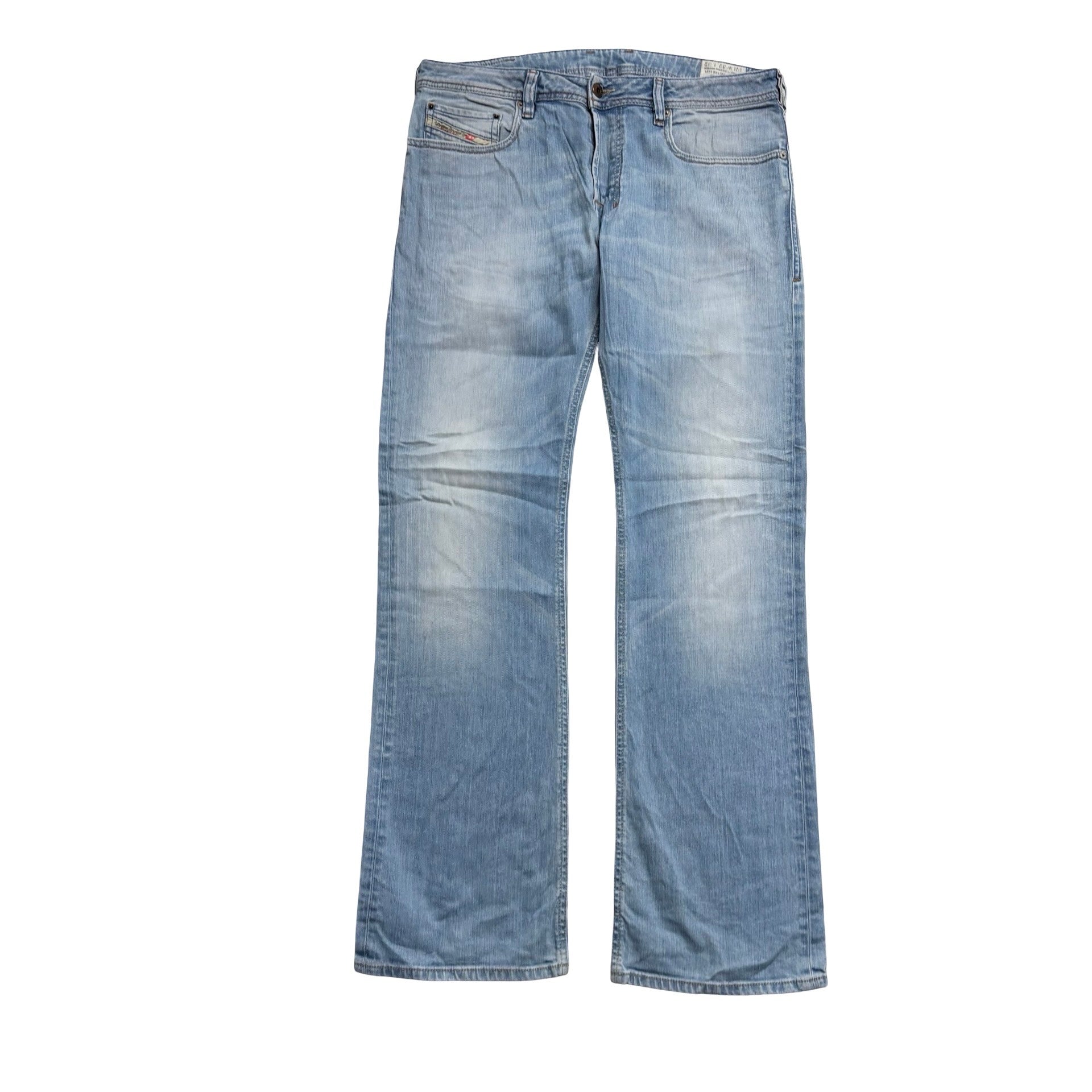 Diesel Zatiny Jeans W32 L32 Mens Light Blue Regular Bootcut Fit Stretch