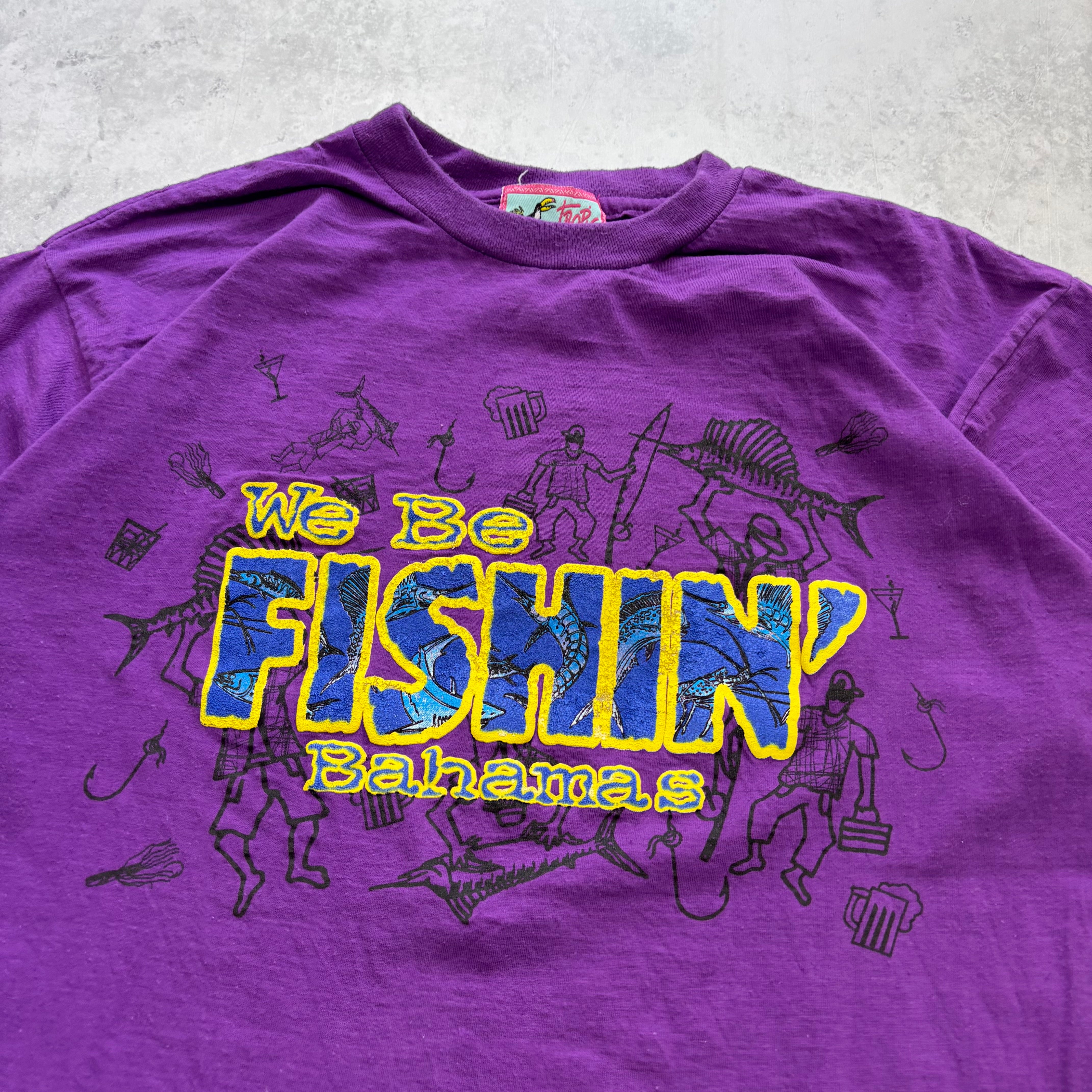 Vintage T Shirt Mens Medium Purple Single Stitch Graphic Print 90s Tourist (E)
