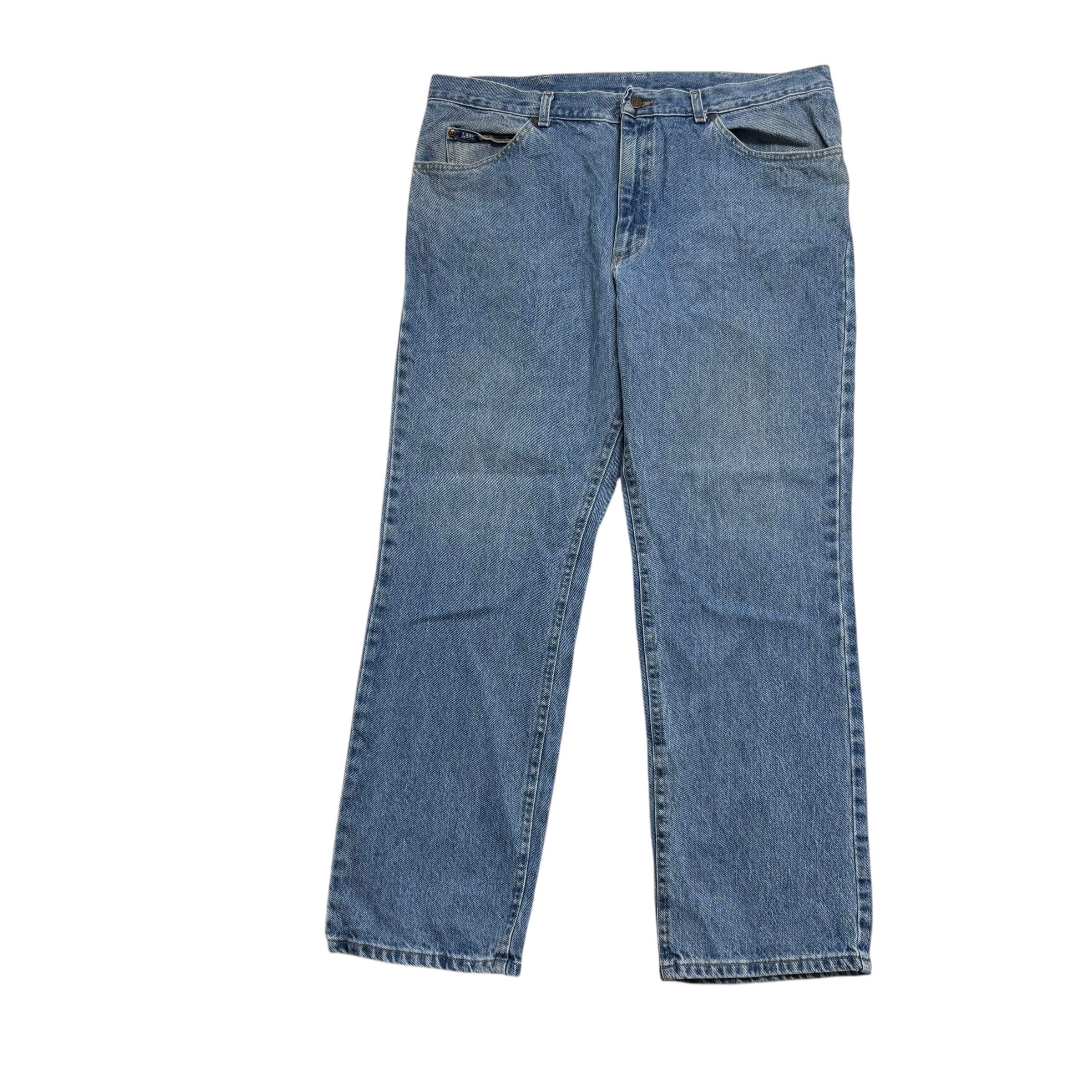 Lee Jeans W38 L30 Mens Light Blue Regular Straight Fit Vintage Denim (E)