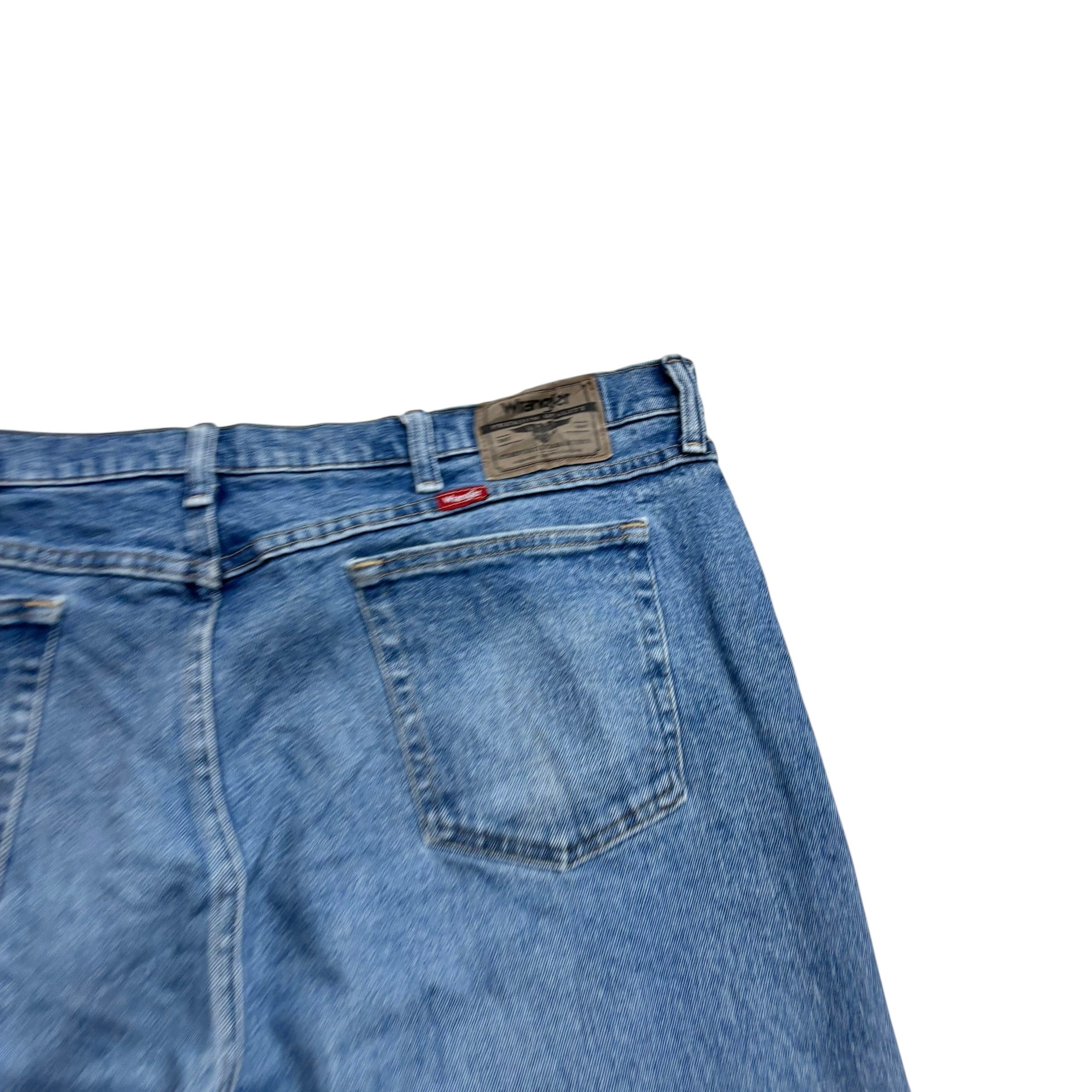 Wrangler Jeans W42 L32 Mens Mid Blue Relaxed Straight Fit Stretch Denim