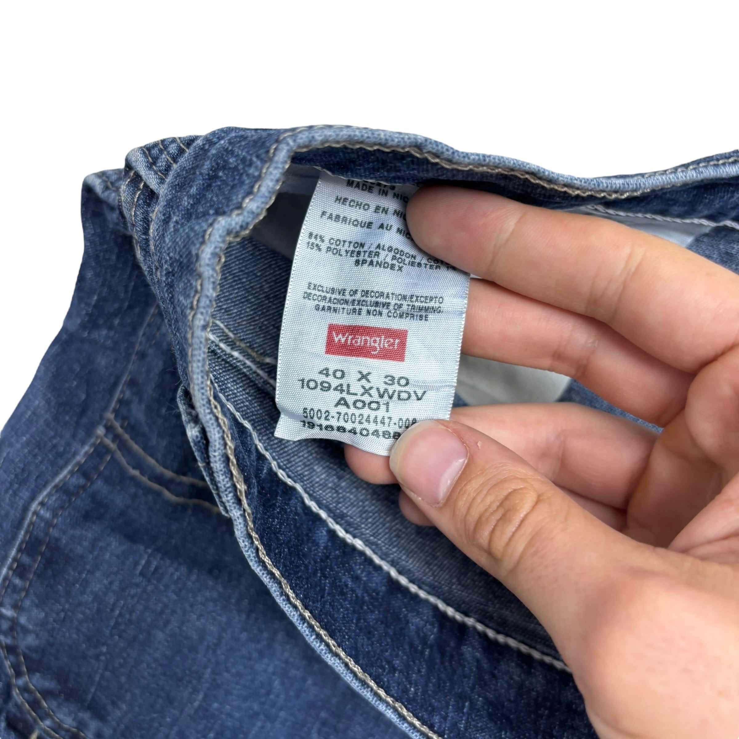 Wrangler Carpenter Jeans W40 L30 Mens Dark Blue Relaxed Straight Fit Stretch