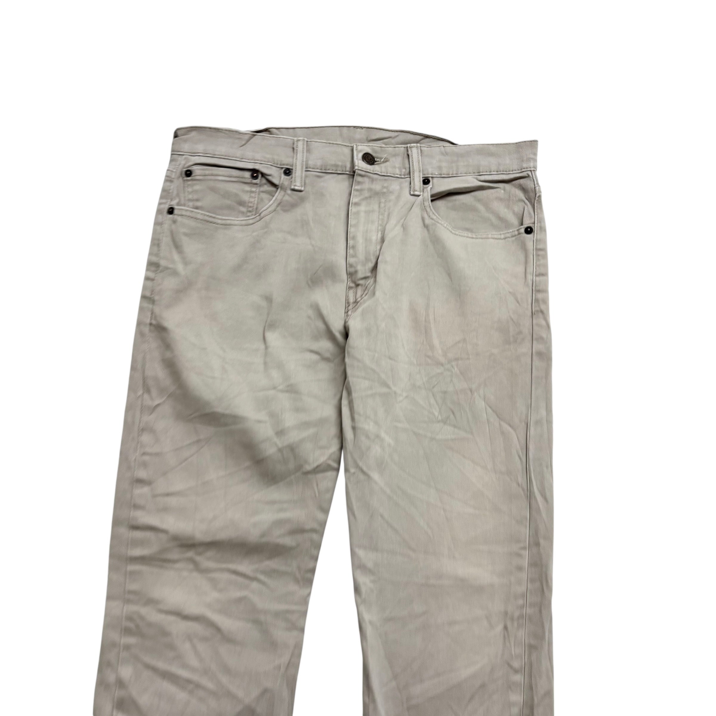 Levis 502 Jeans W32 L31 Mens Beige Stone Regular Tapered Fit Stretch Denim (E)