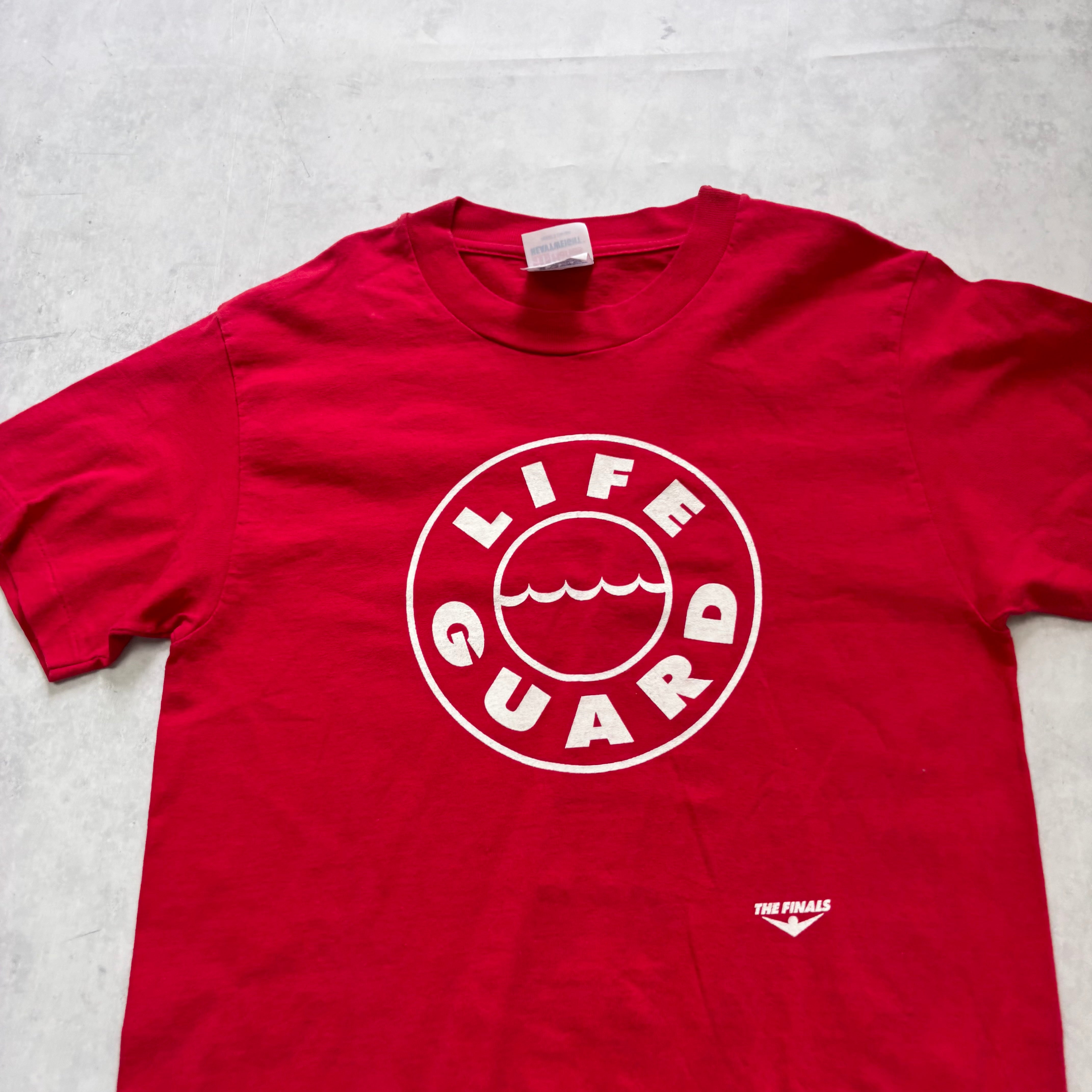 Vintage T Shirt Mens Small Red Single Stitch Graphic Print 90s Life Guard