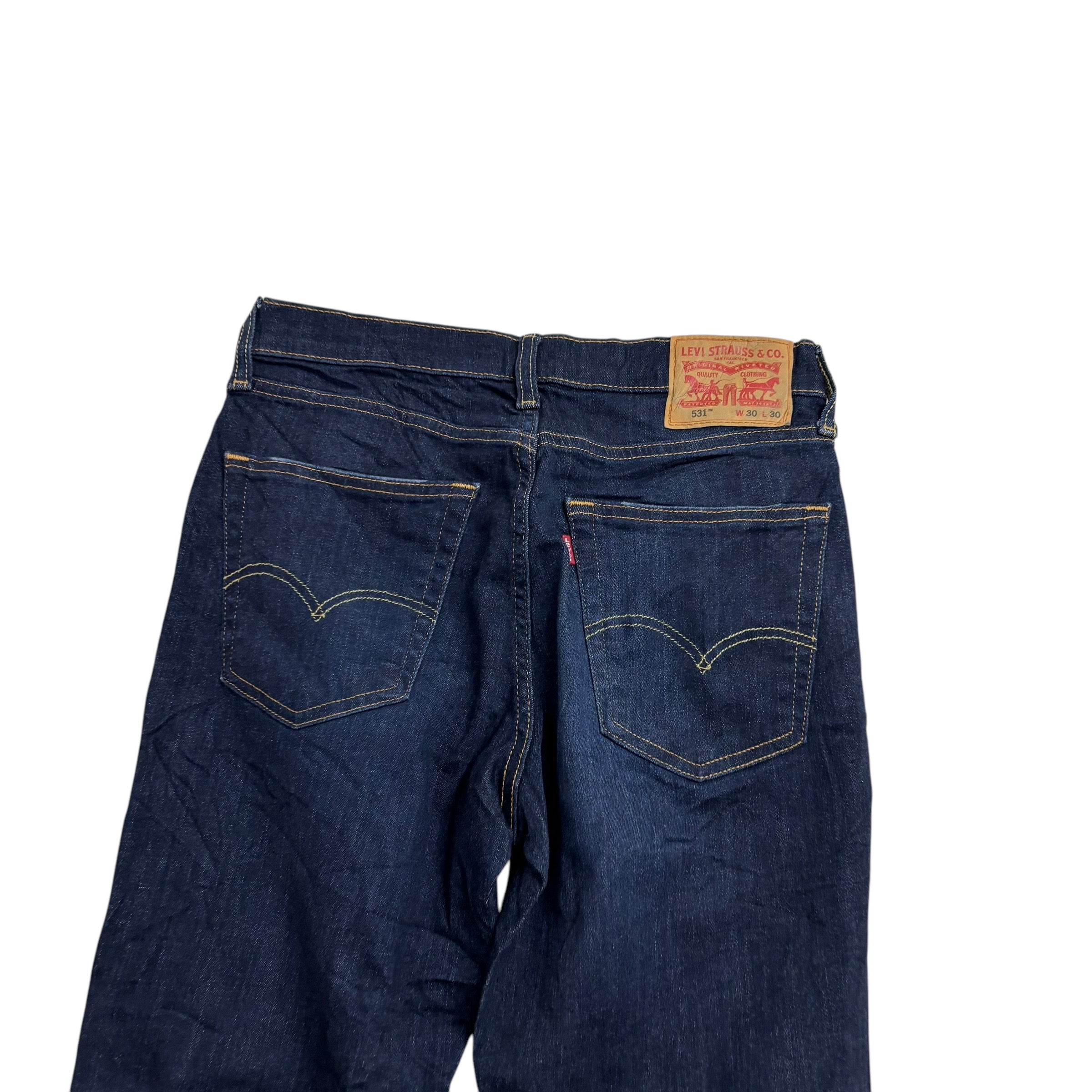 Levis 531 Jeans W30 L30 Mens Dark Blue Athletic Slim Fit Stretch Denim (E)