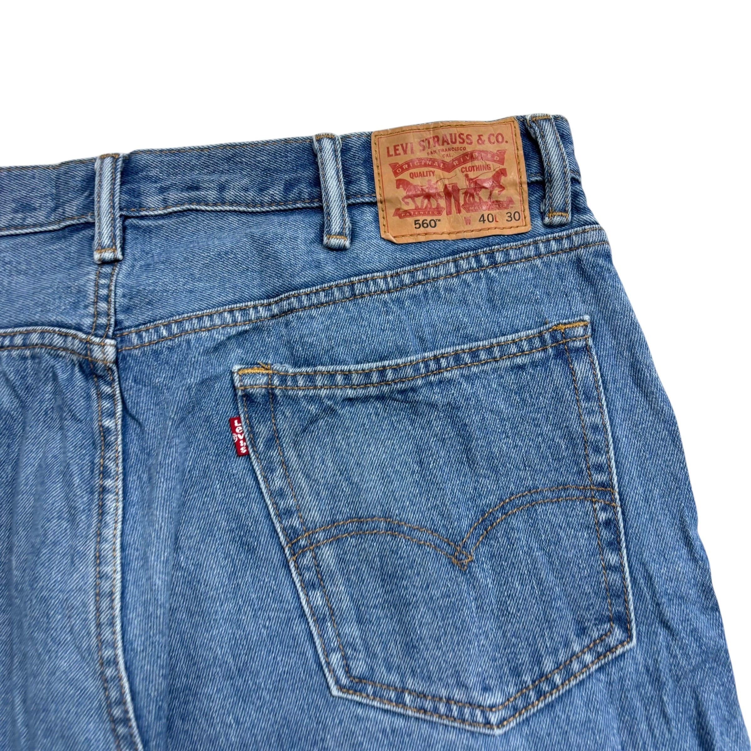 Levis 560 Jeans W40 L30 Mens Light Blue Baggy Relaxed Comfort Fit Denim (E)