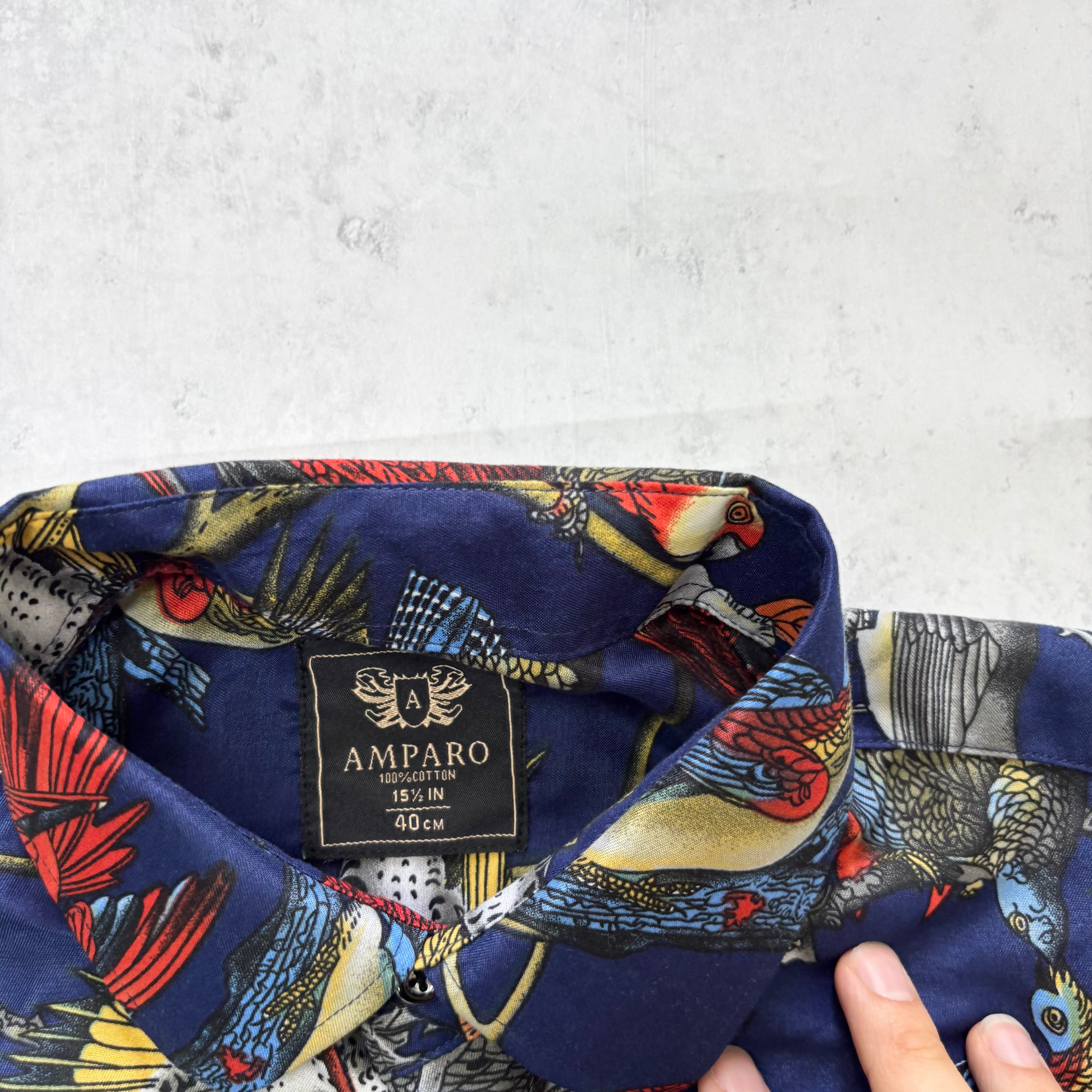 Hawaiian Shirt Mens Medium Blue Floral Aloha Short Sleeve Cotton (E)