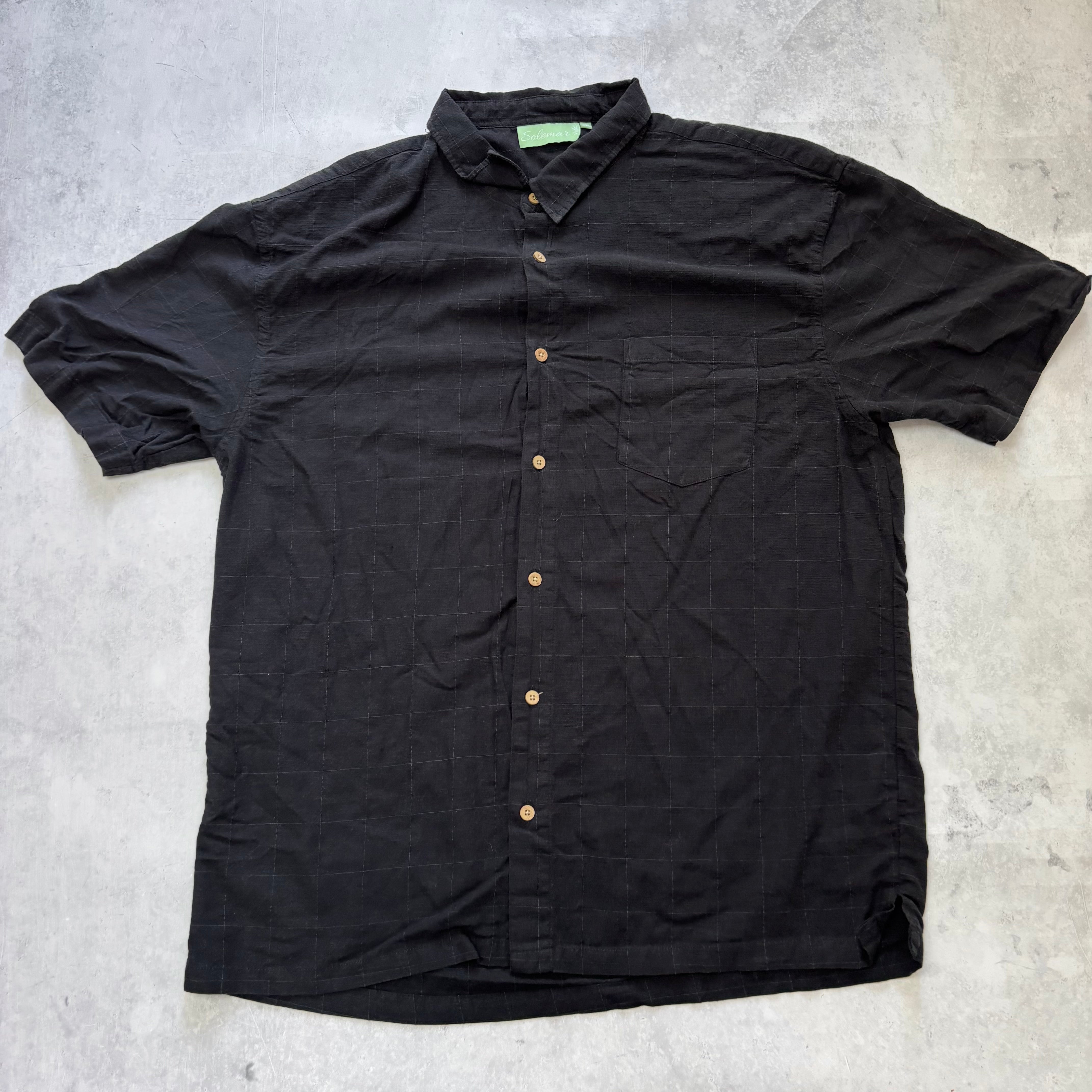 Vintage Shirt Mens XXL Black Short Sleeve Bamboo Cotton Check (E)