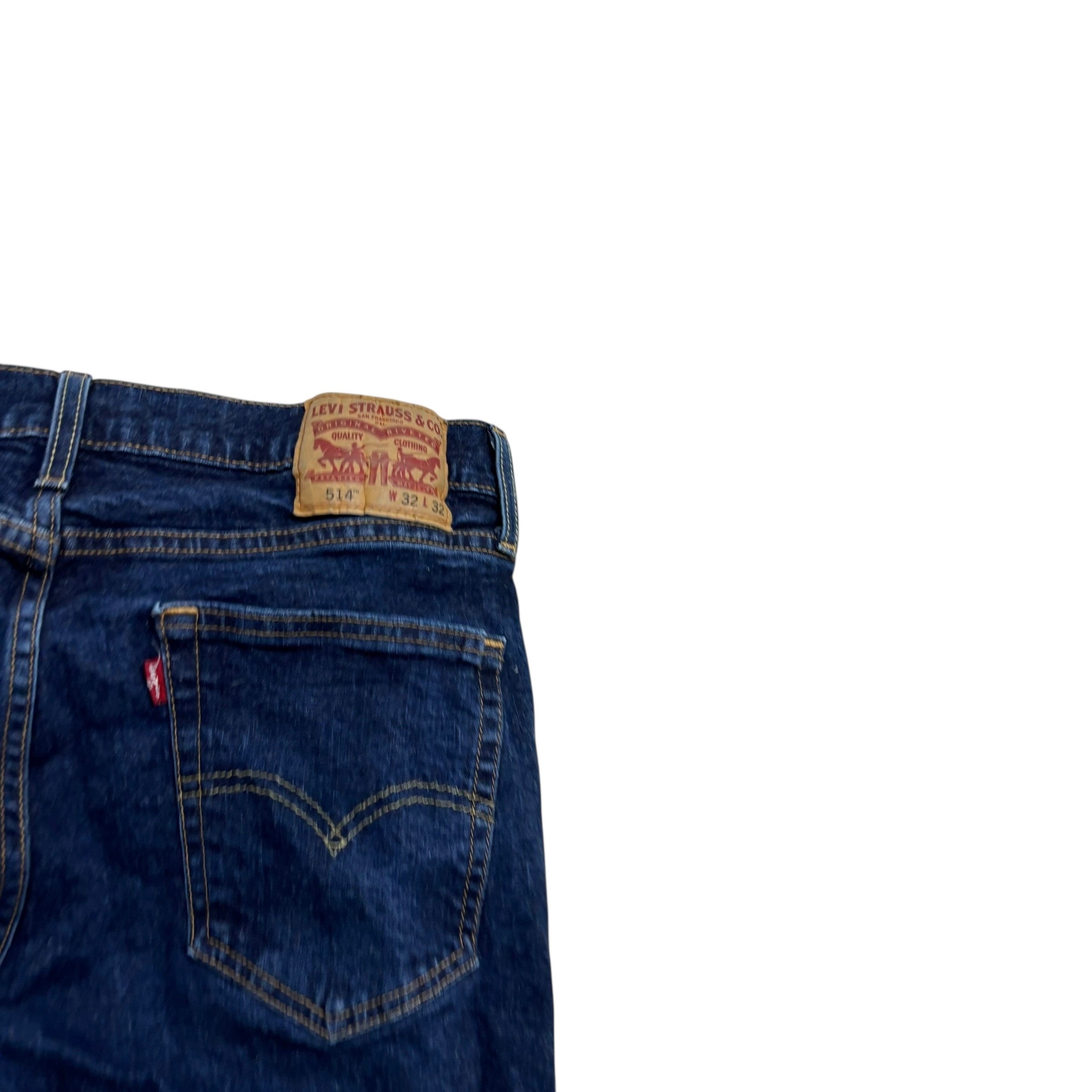 Levis 514 Jeans W32 L32 Mens Dark Blue Regular Straight Fit Stretch Denim