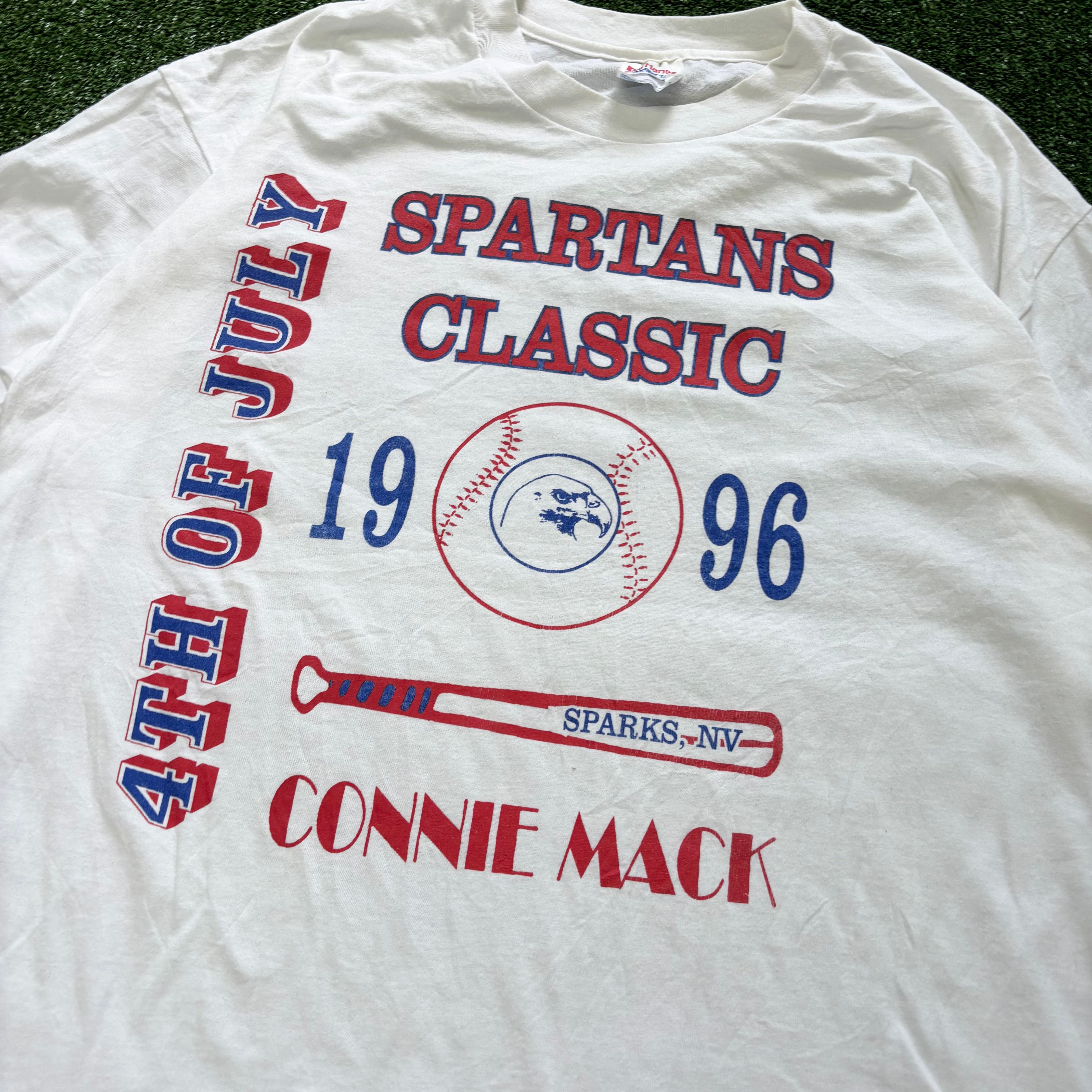 Vintage T Shirt Mens XL White Single Stitch Graphic Print 90s Baseball (E)