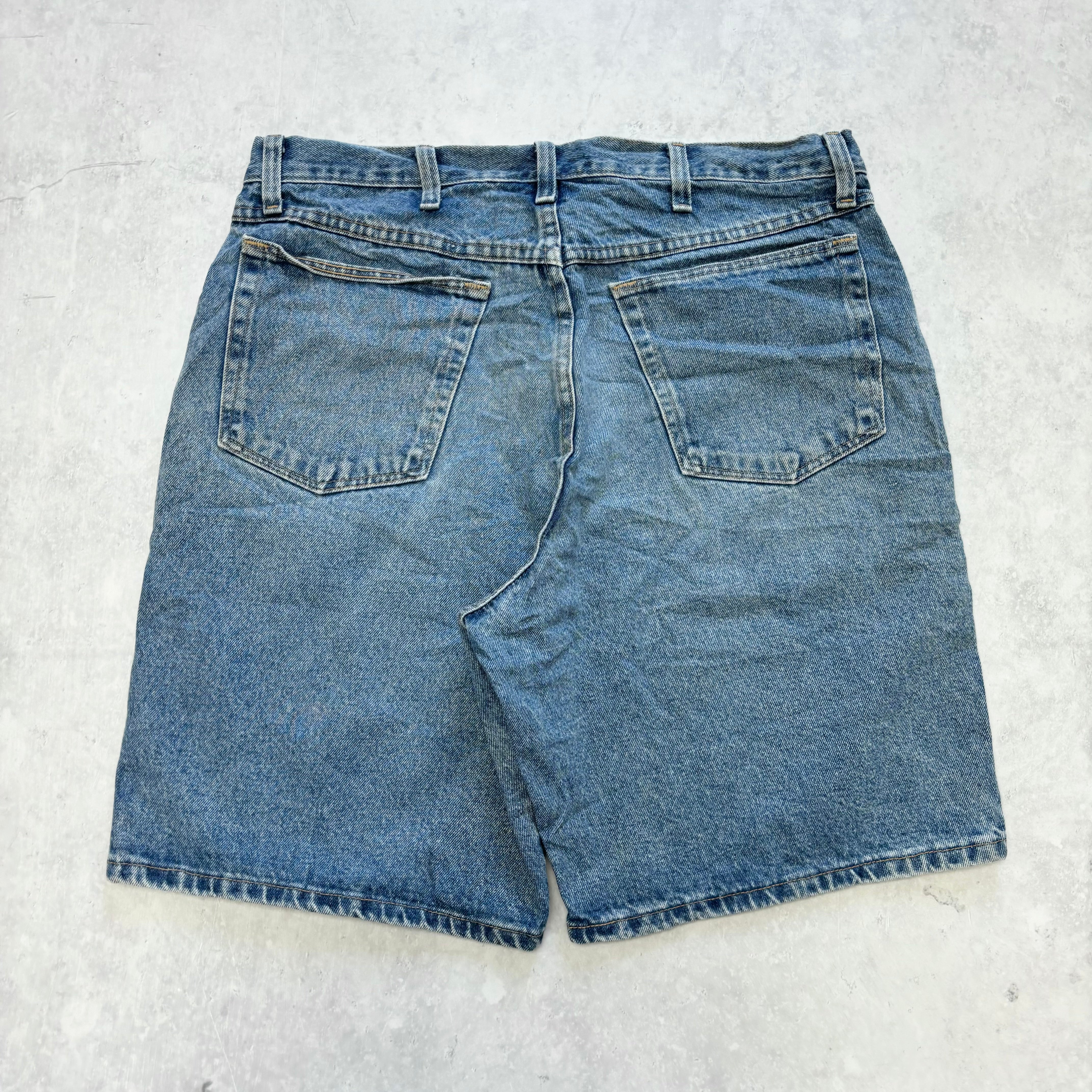 Vintage Wrangler Jorts W34 Mens Denim Shorts Mid Blue Baggy Relaxed Fit