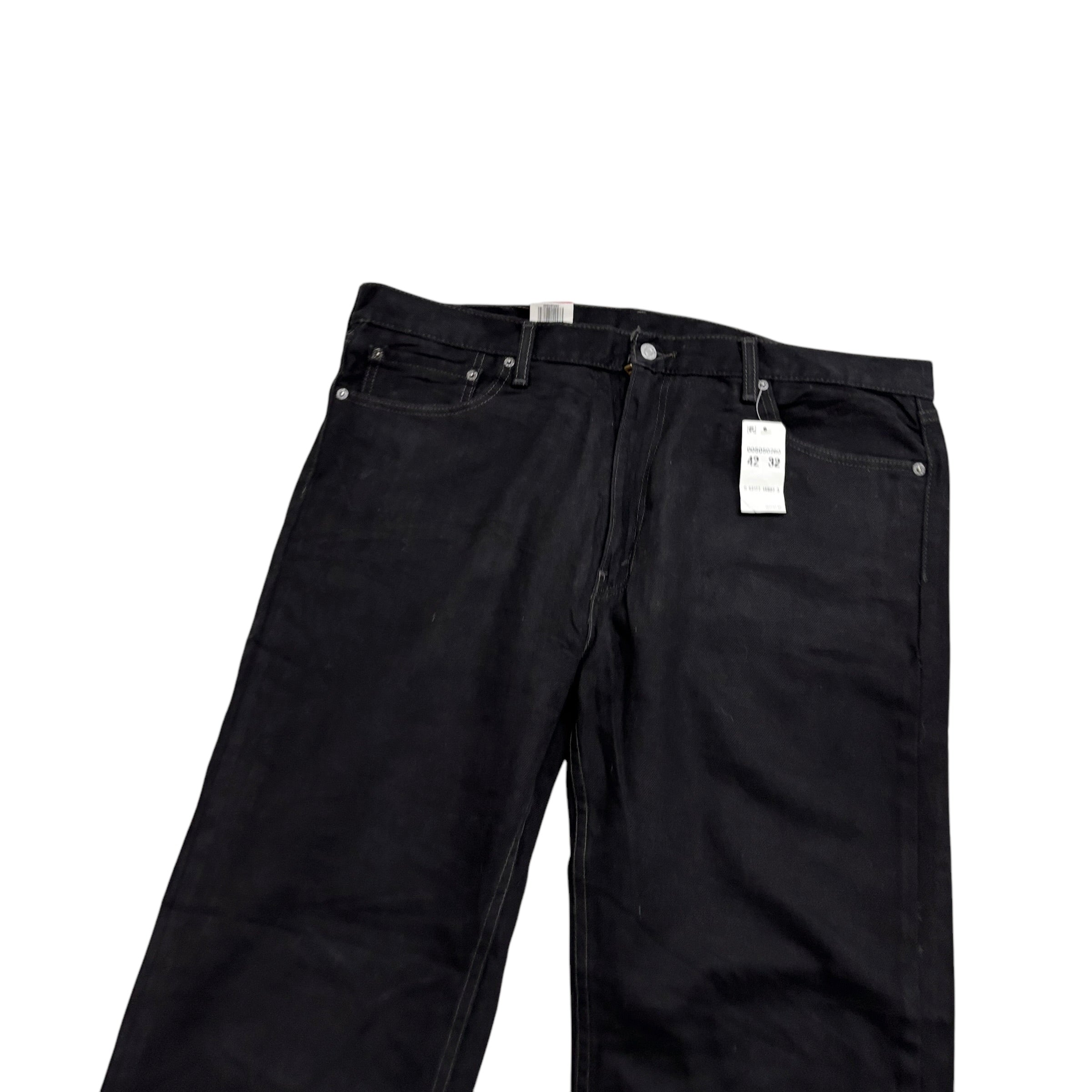 Levis 505 Jeans W42 L32 Mens Black Regular Straight Fit Denim (E)