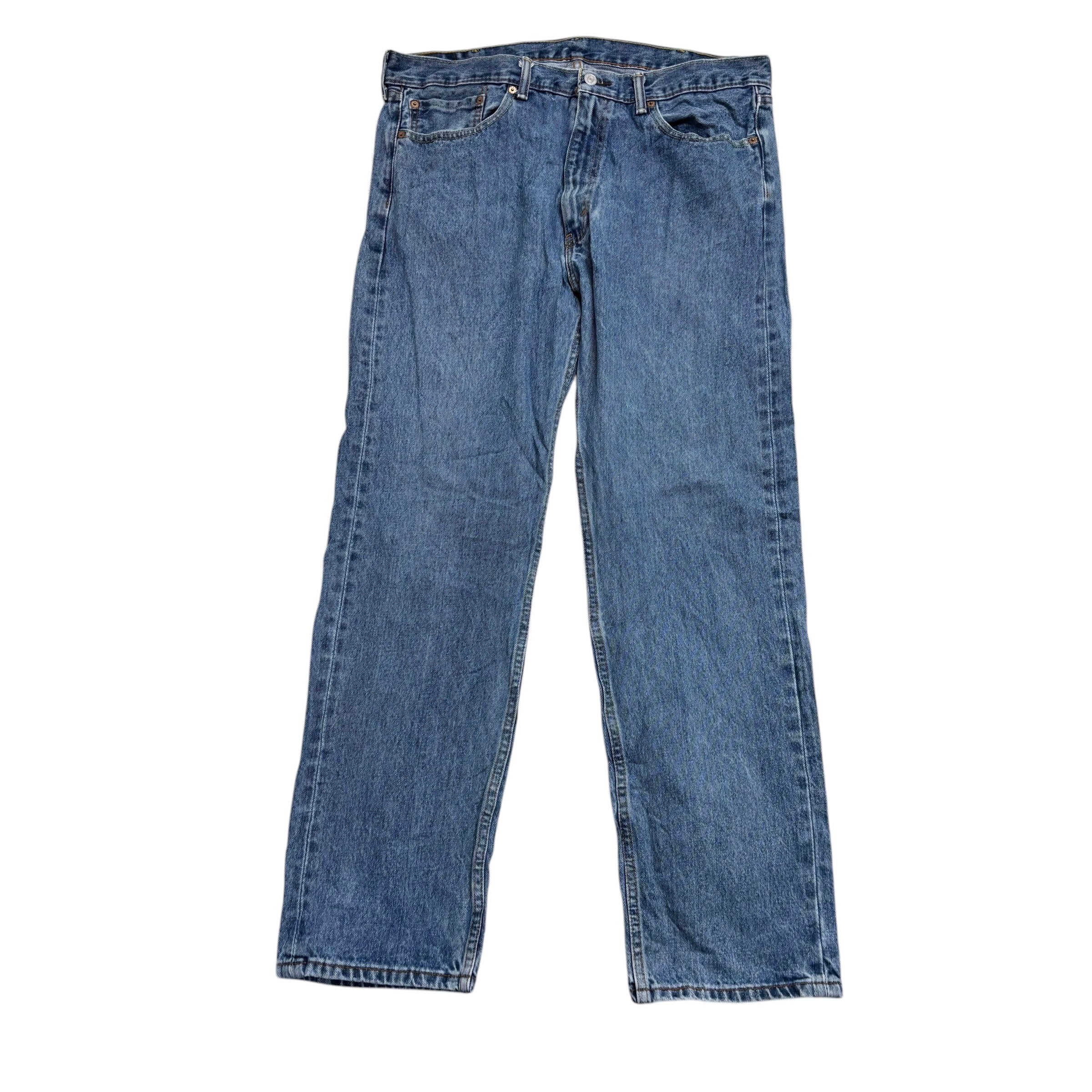 Levis 505 Jeans W38 L32 Mens Mid Blue Regular Straight Fit Denim (E)