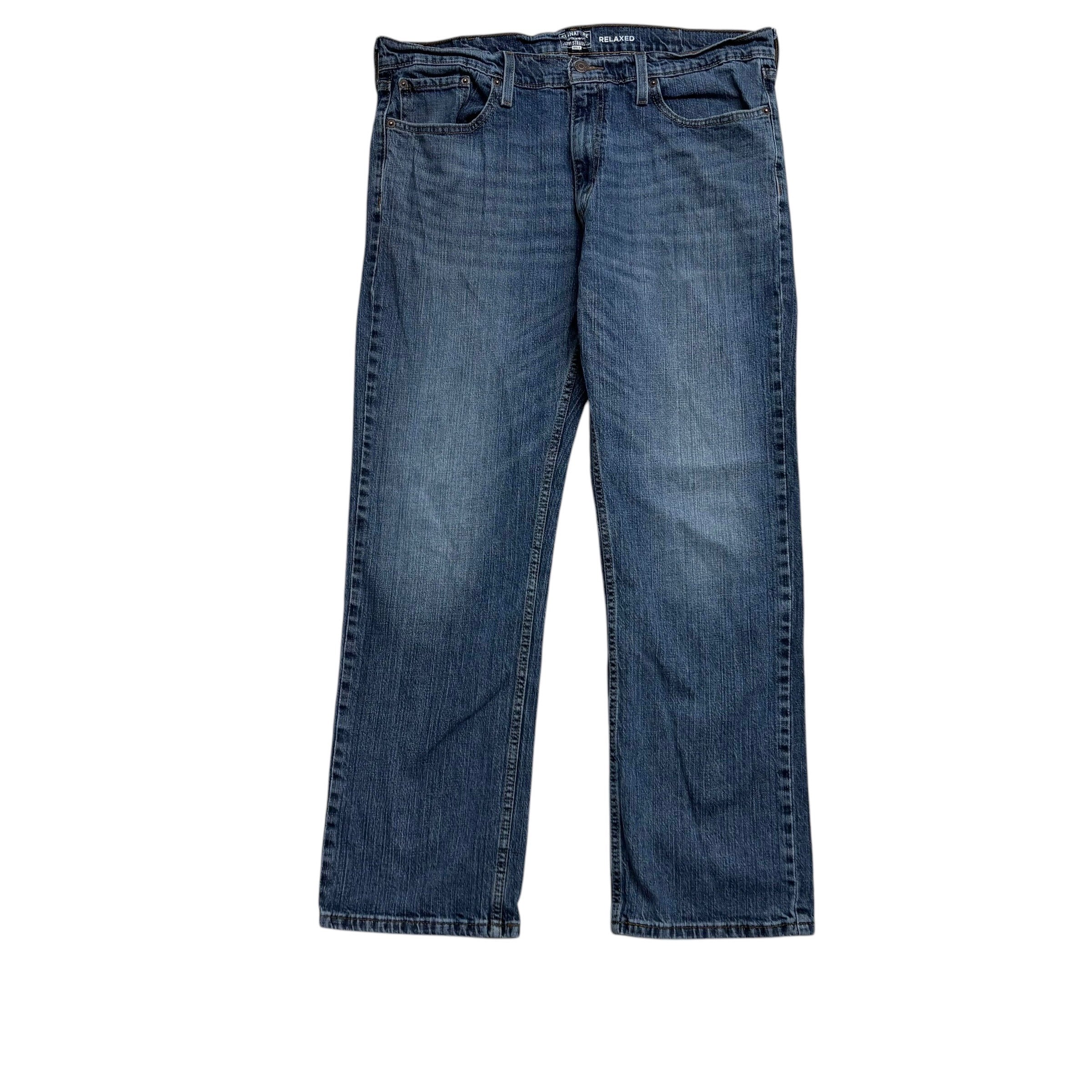 Levis Signature Jeans W38 L31 Mens Mid Blue Relaxed Straight Stretch Denim (F)