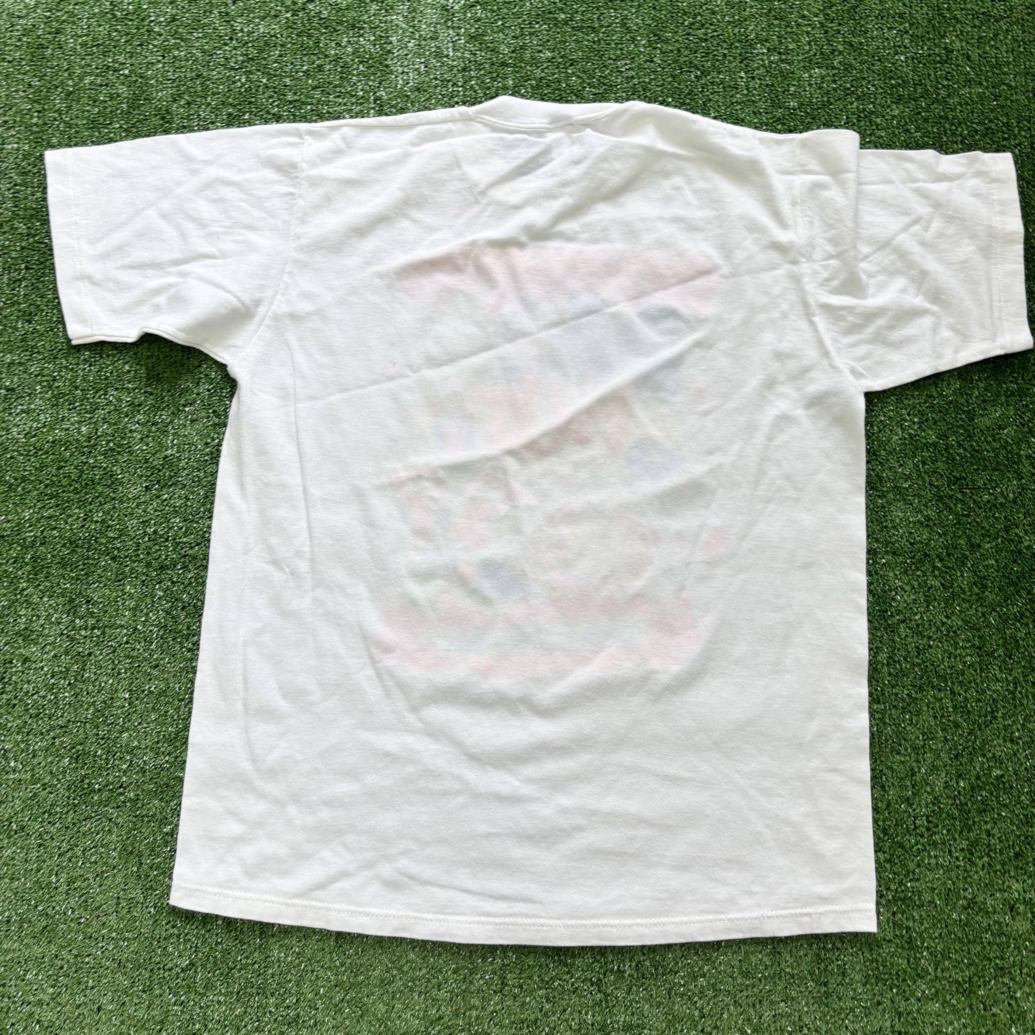 Vintage T Shirt Mens Medium White Single Stitch Graphic Print 90s USA (E)