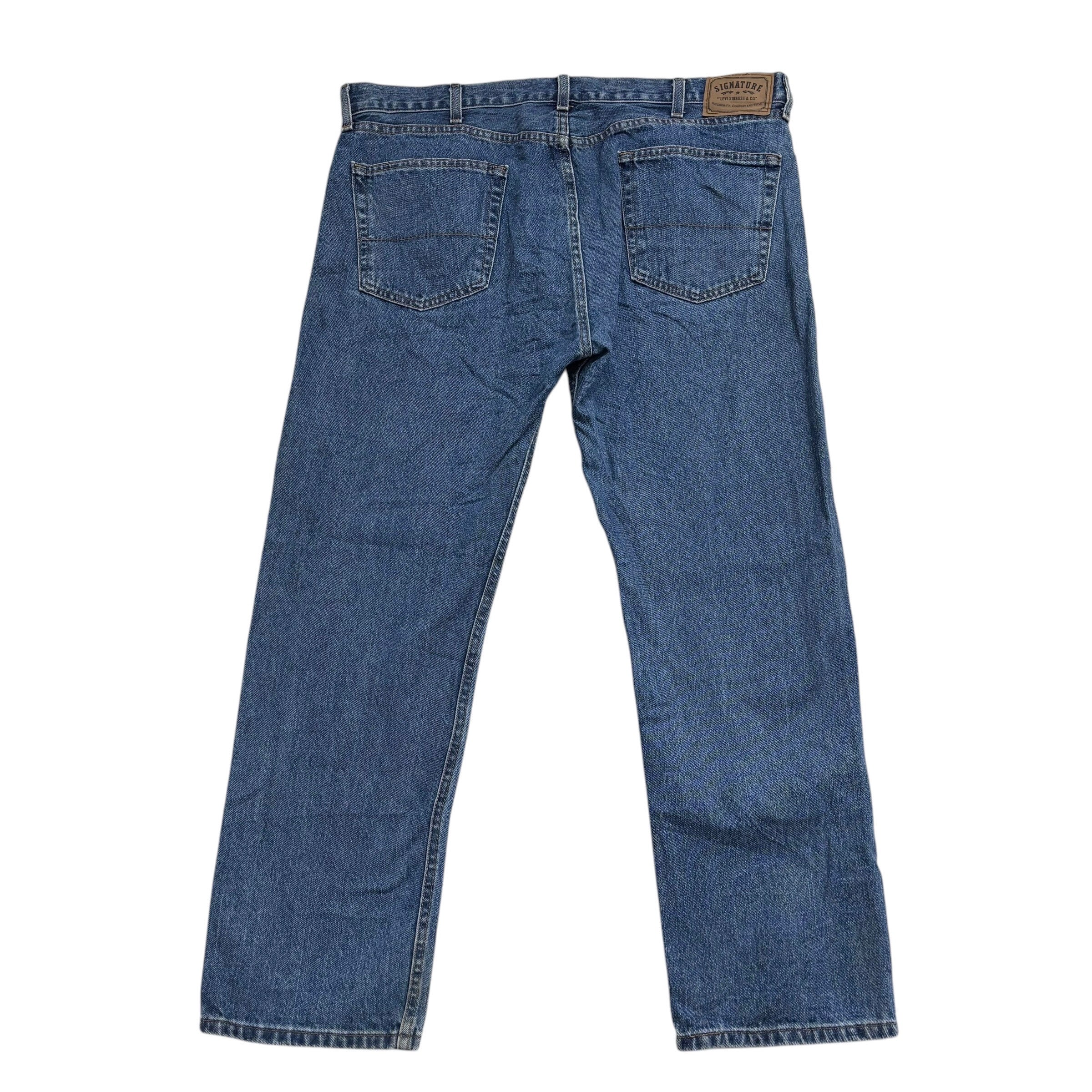 Levis Signature Jeans W40 L30 Mens Mid Blue Regular Straight Fit Denim