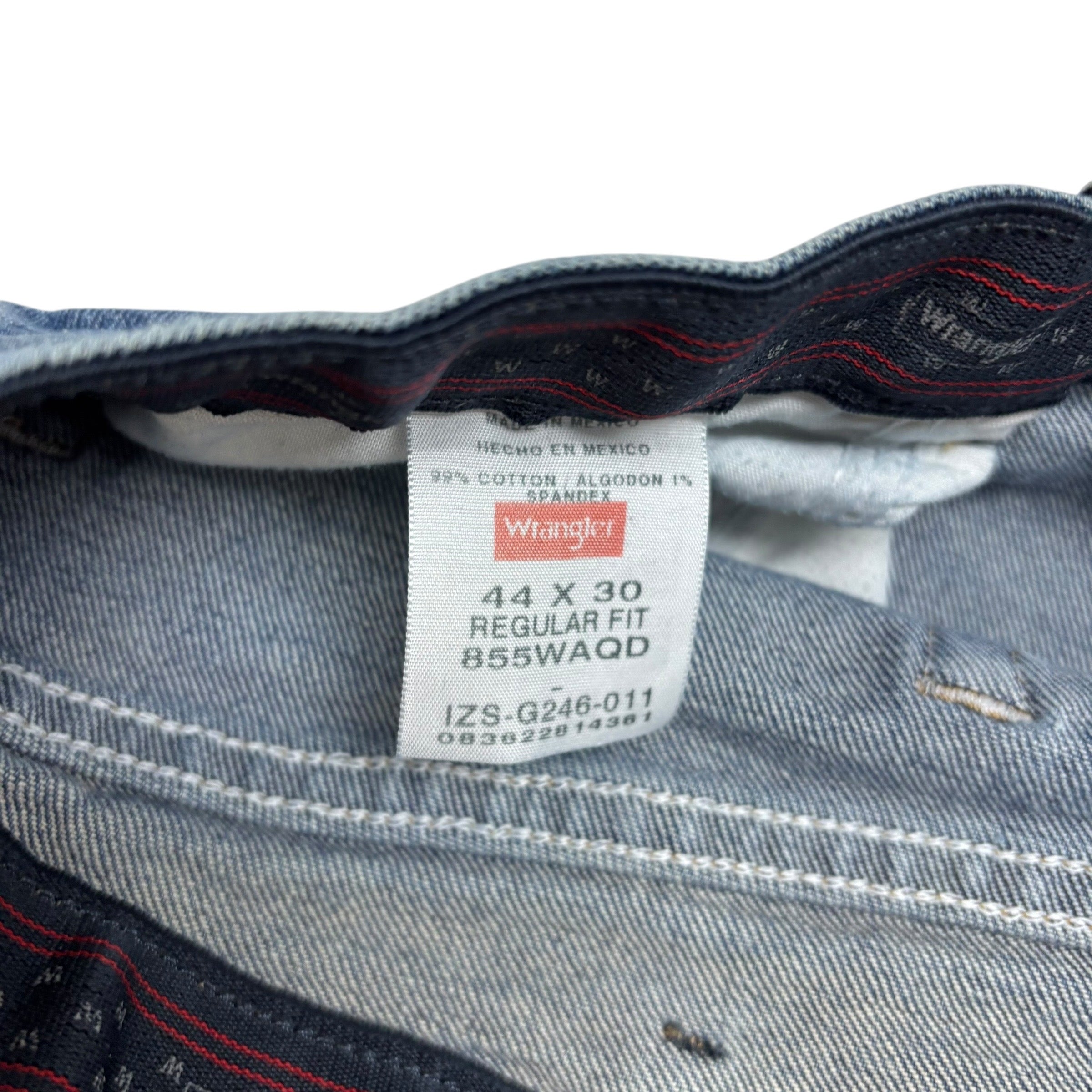 Wrangler Jeans W44 L30 Mens Mid Blue Regular Straight Fit Stretch Denim (E)