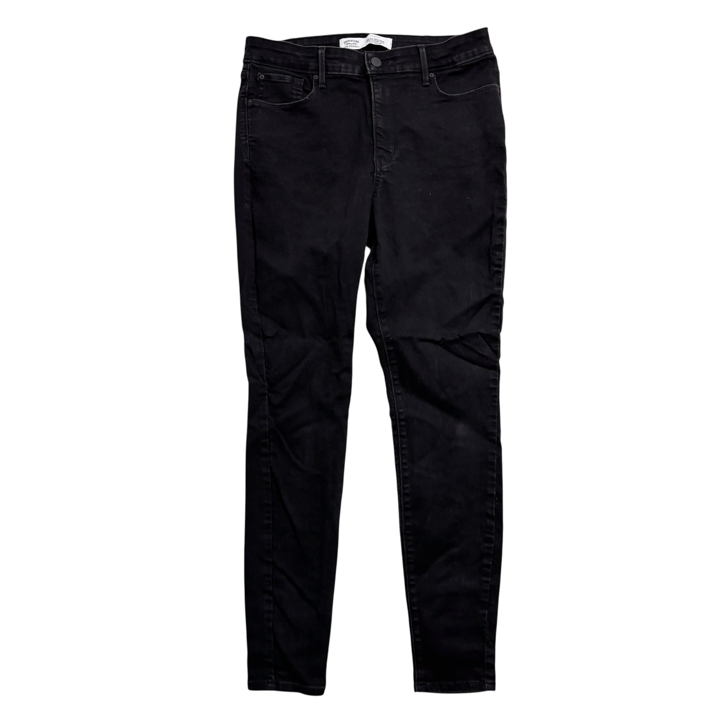 Levis Signature Jeans W30 L30 Womens High Rise Super Skinny Black Stretch (E)