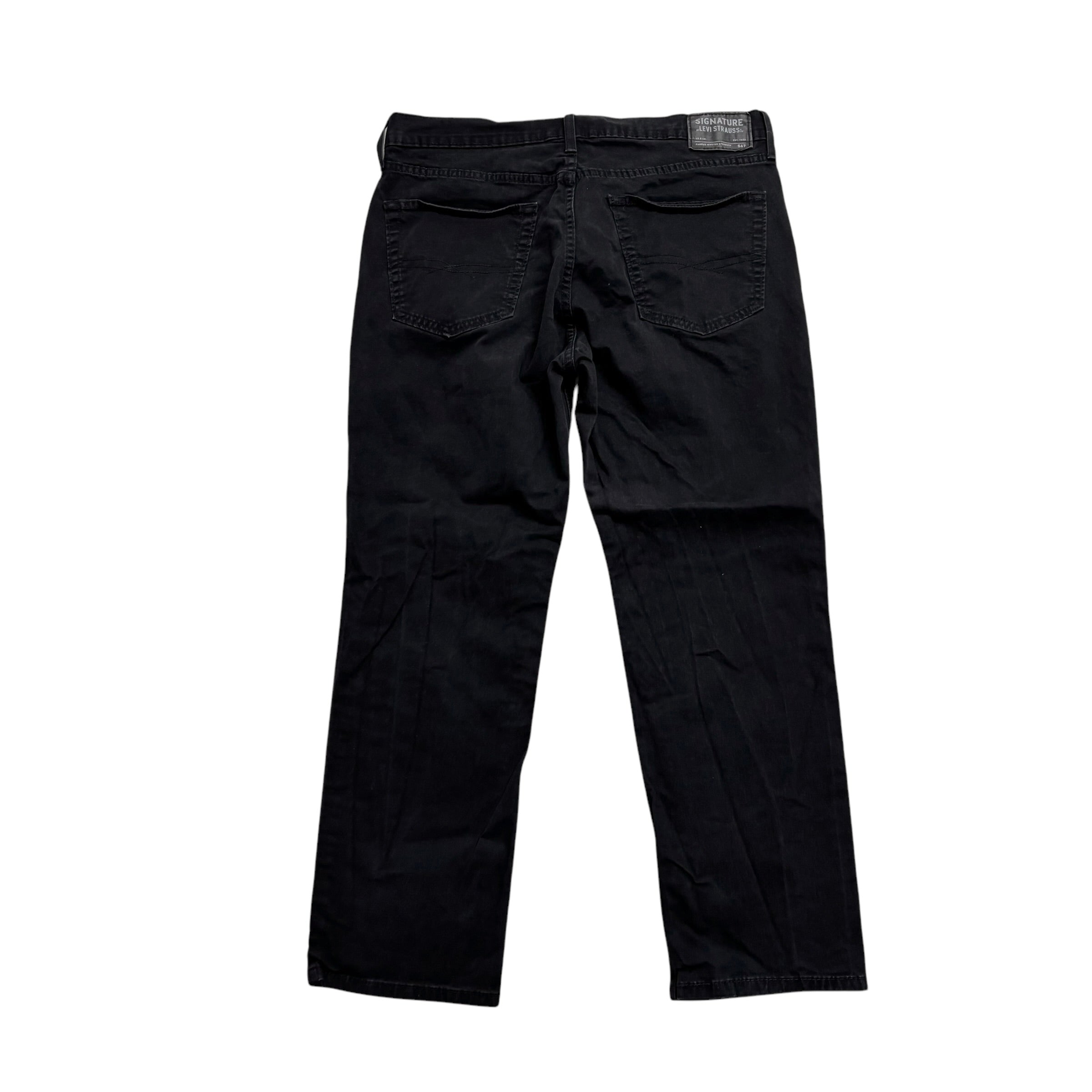 Levis Signature Trousers W36 L29 Mens Black Athletic Fit Stretch Pants (E)