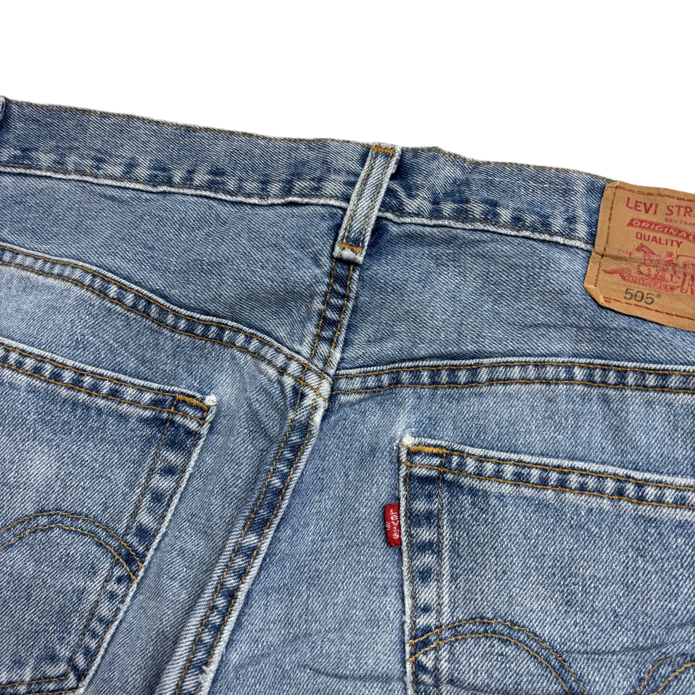 Levis 505 Jeans W34 L30 Mens Light Blue Regular Straight Fit Vintage Denim