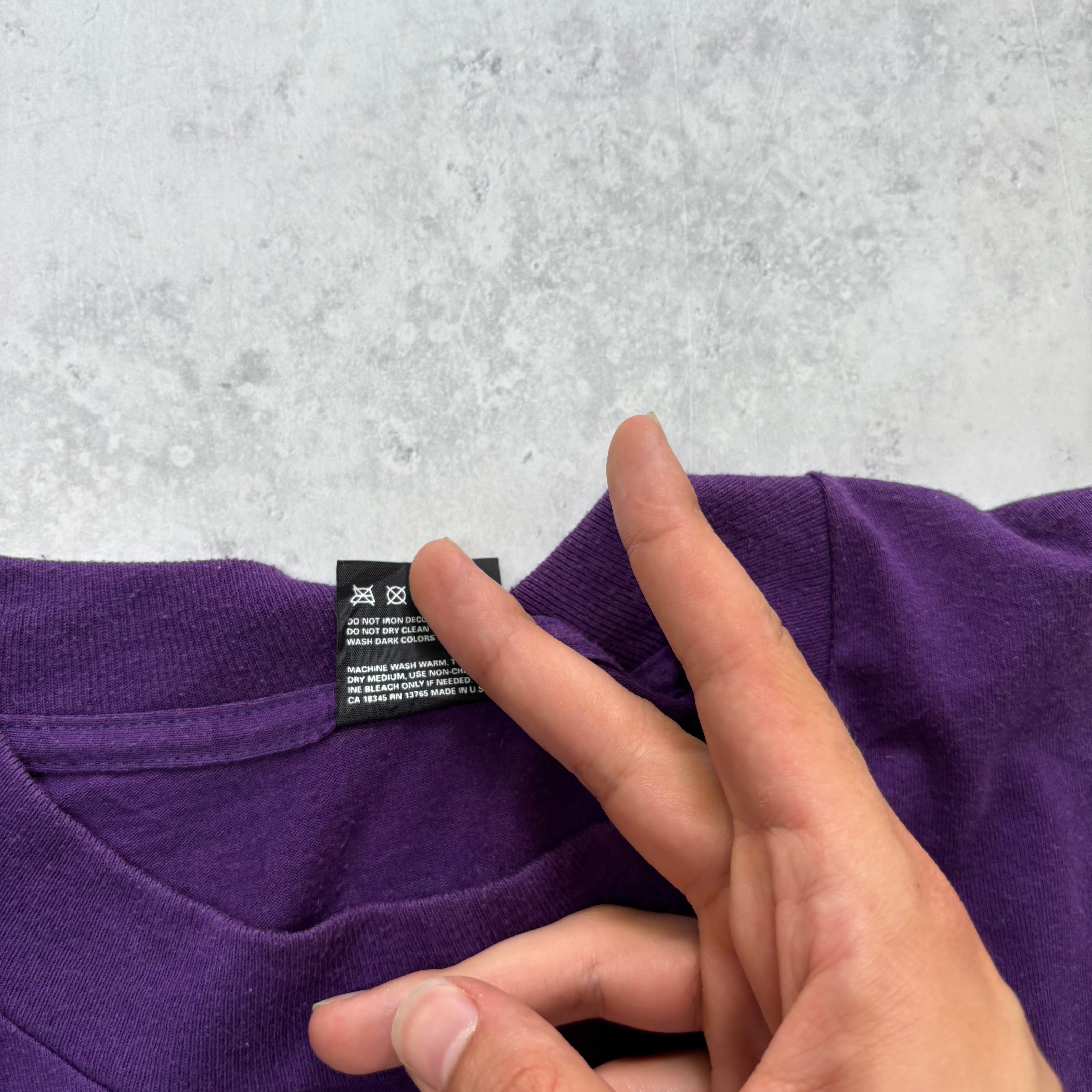 Vintage T Shirt Mens Large Purple Single Stitch Graphic Print 90s USA (E)