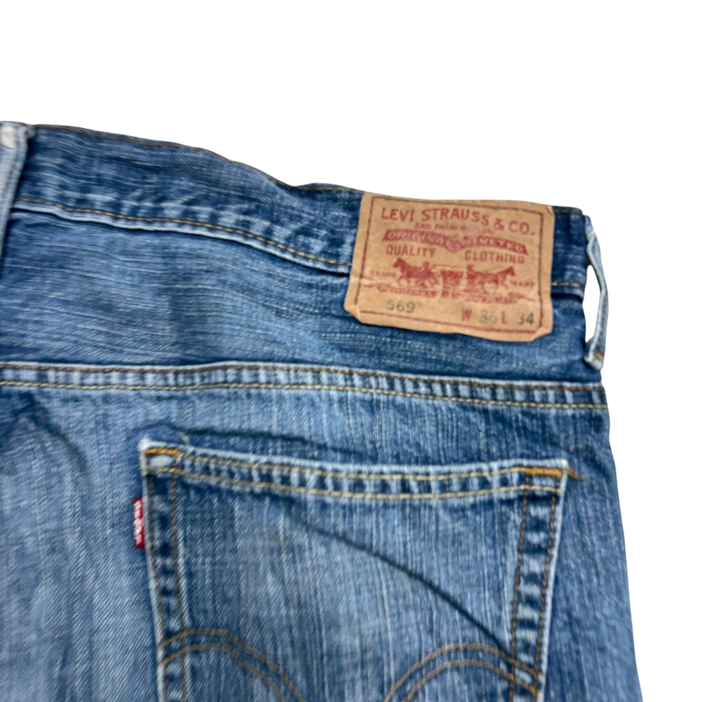 Levis 569 Jeans W36 L34 Mens Mid Blue Baggy Relaxed Straight Vintage Denim (E)