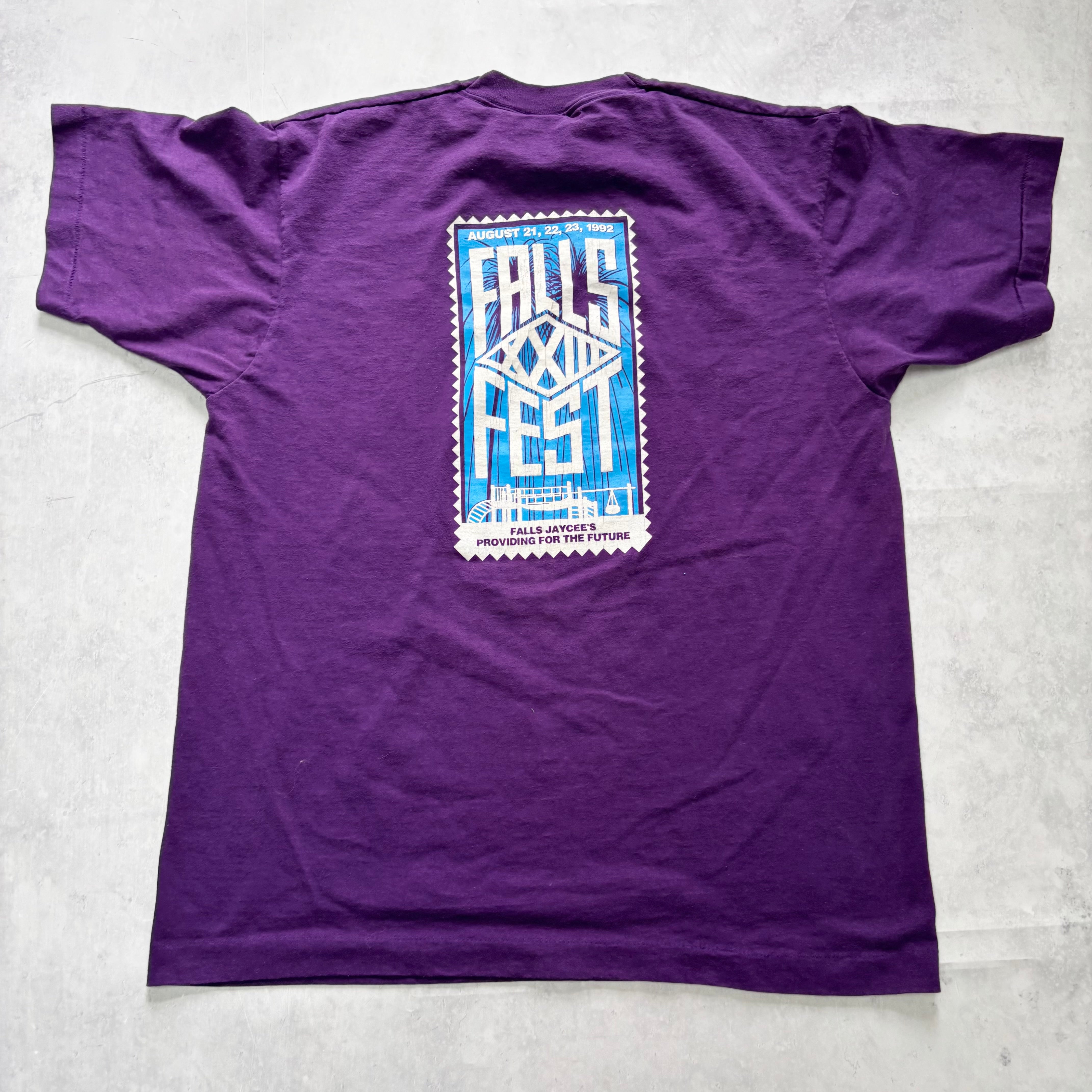 Vintage T Shirt Mens Large Purple Single Stitch Graphic Print 90s USA (E)