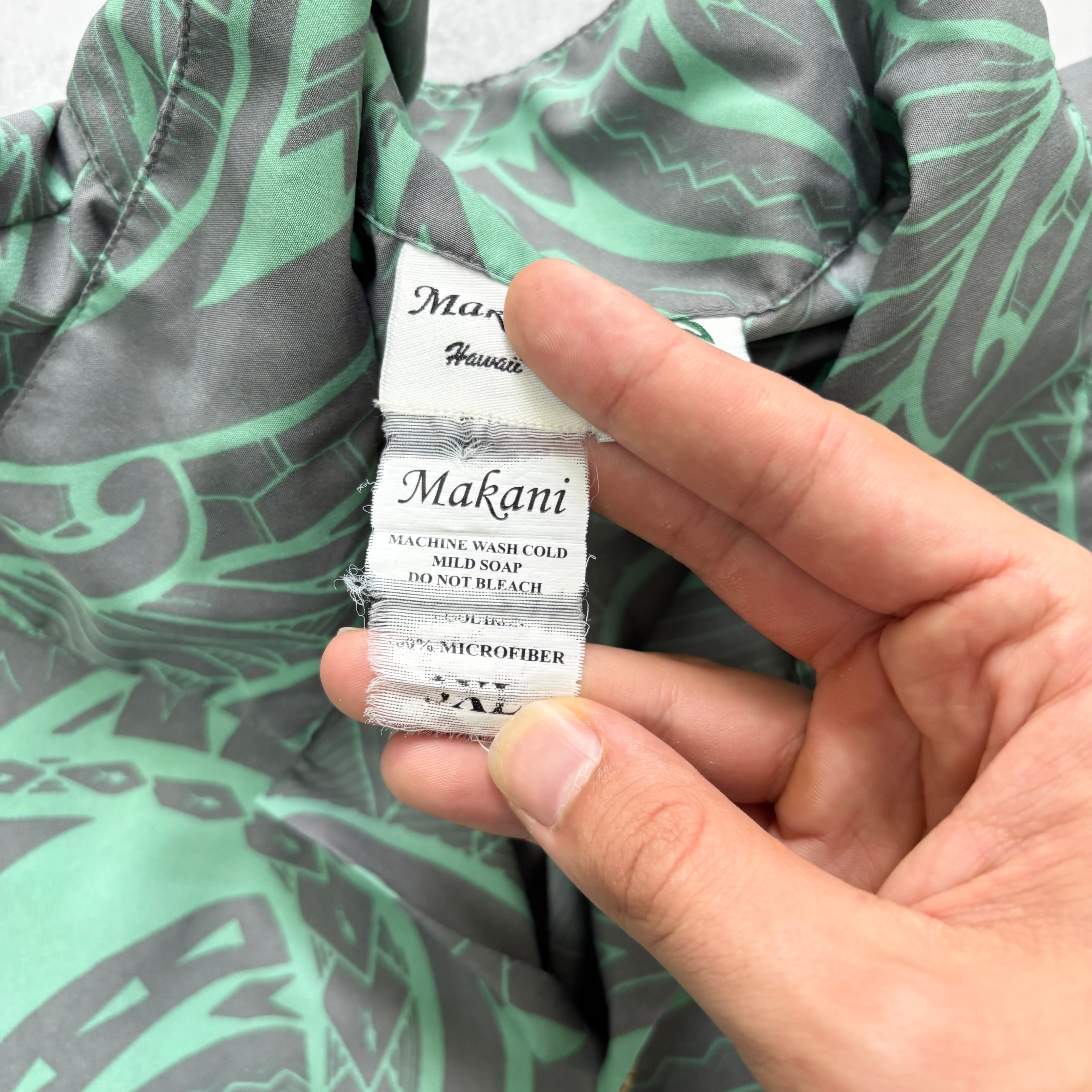 Hawaiian Shirt Mens 3XL Green Short Sleeve Polyester (E)
