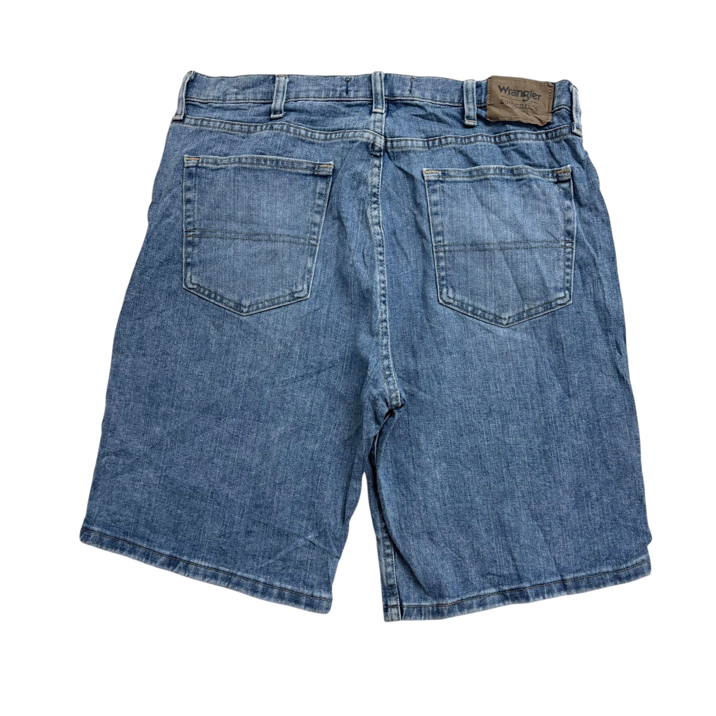 Wrangler Jorts W34 Mens Denim Shorts Mid Blue Regular Fit Stretch (E)