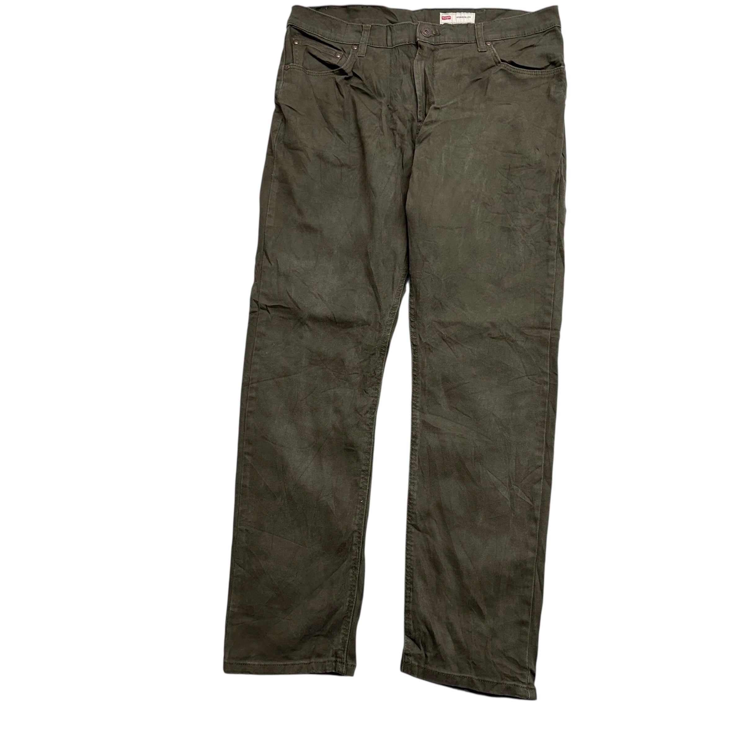 Wrangler Jeans W36 L32 Mens Green Athletic Straight Fit Stretch Denim (E)