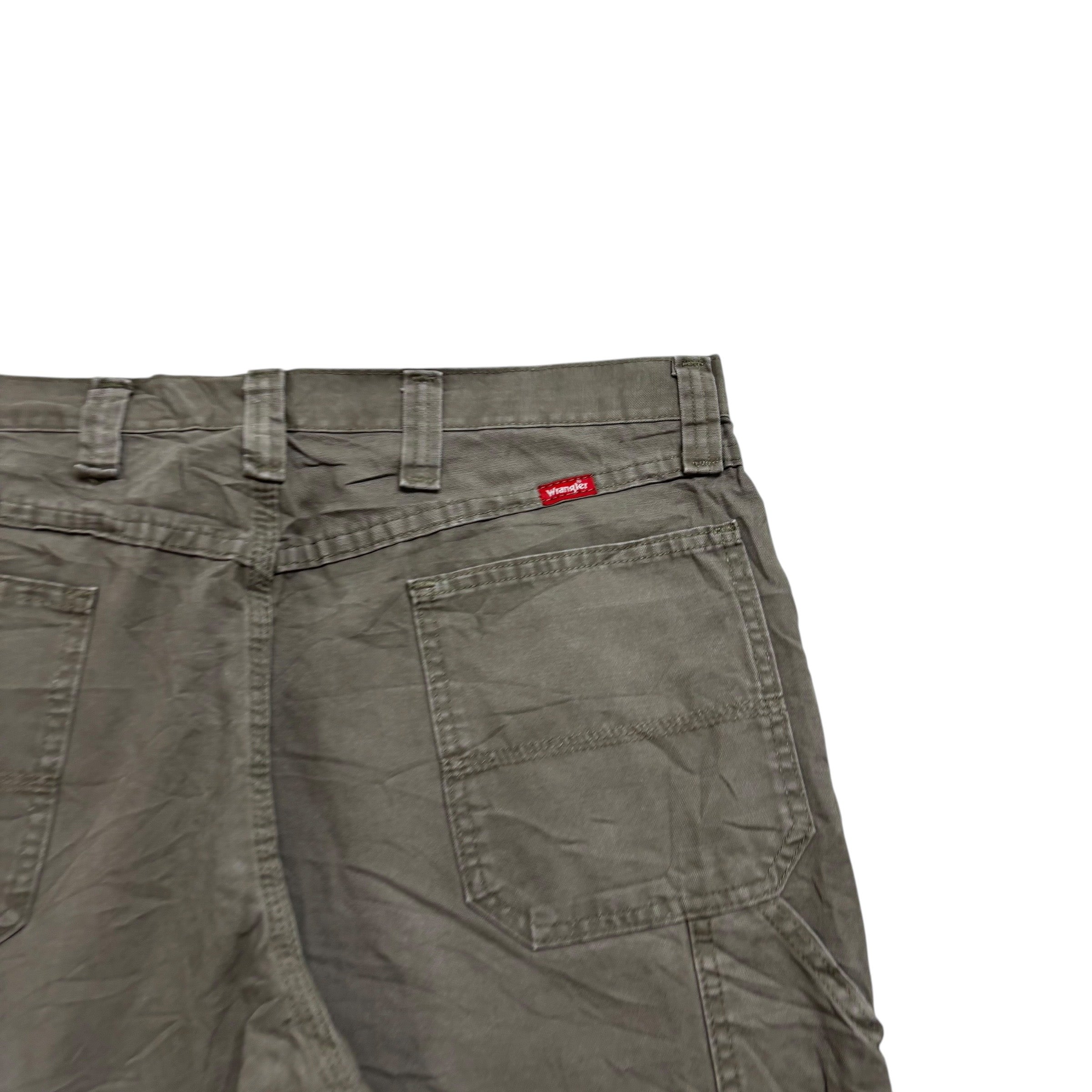 Wrangler Baggy Jorts W36 Mens Olive Green Denim Shorts Relaxed Carpenter (E)