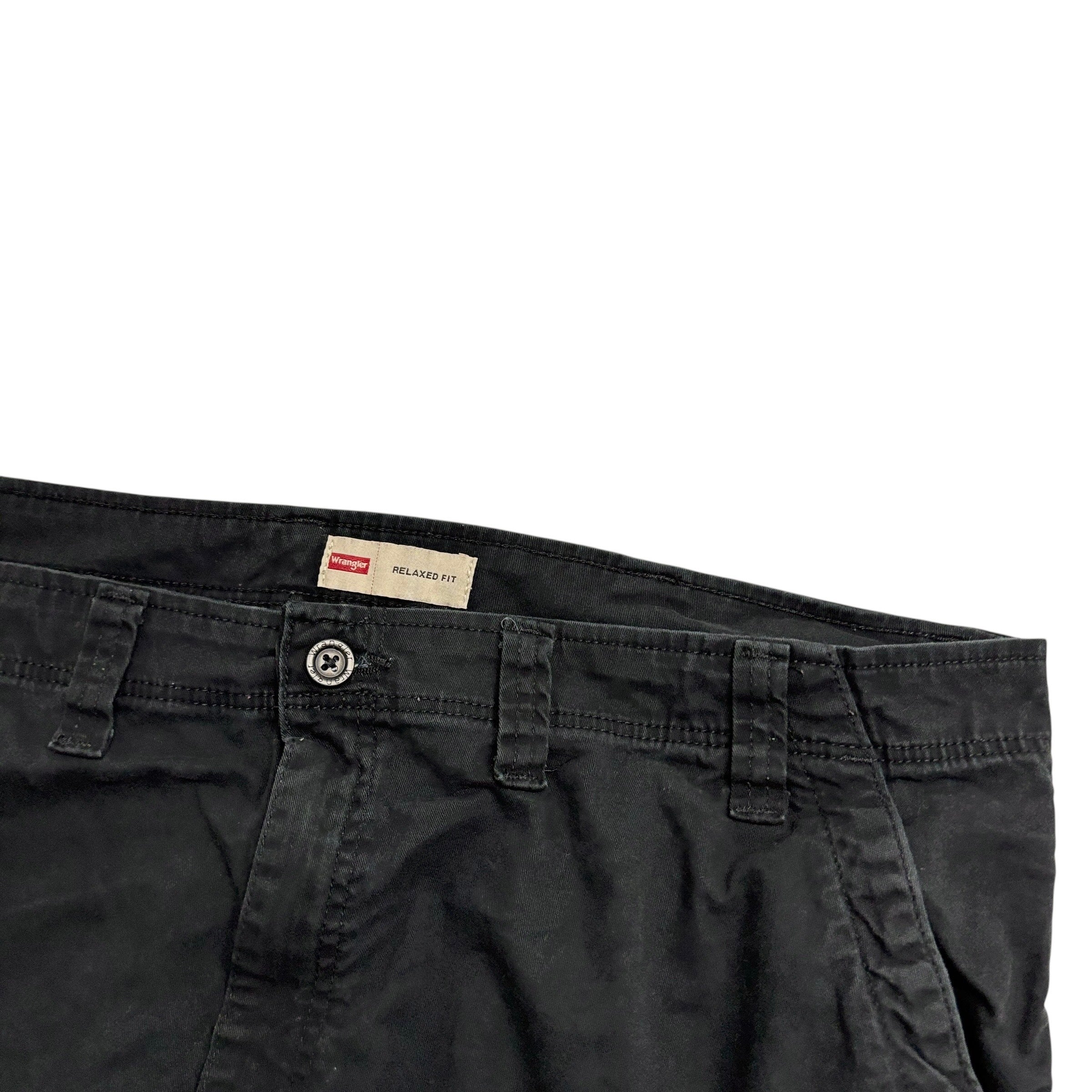 Wrangler Cargo Trousers W44 L32 Mens Black Relaxed Straight Fit Stretch Pants (E)