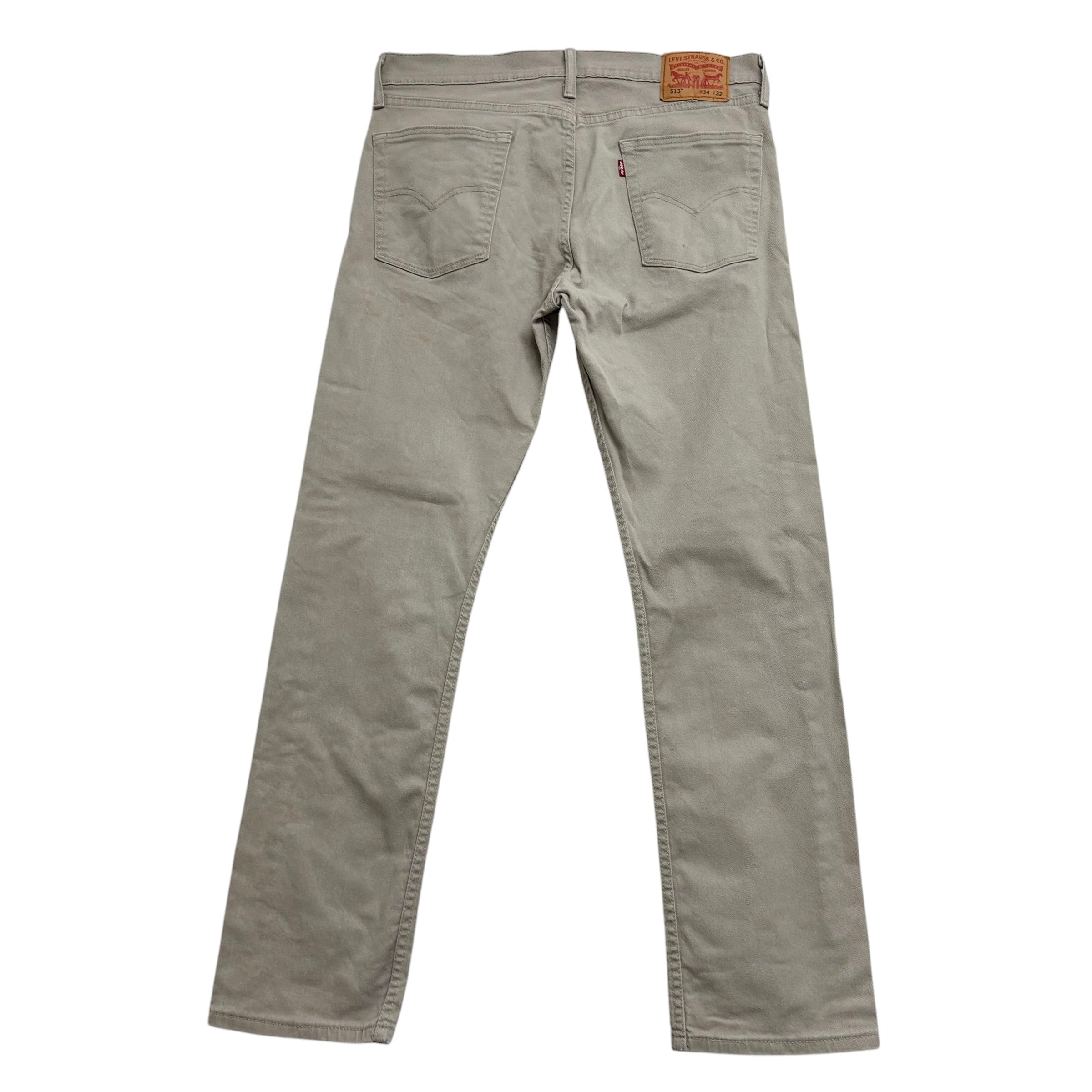 Levis 513 Jeans W34 L32 Mens Beige Slim Straight Fit Stretch Denim (F)