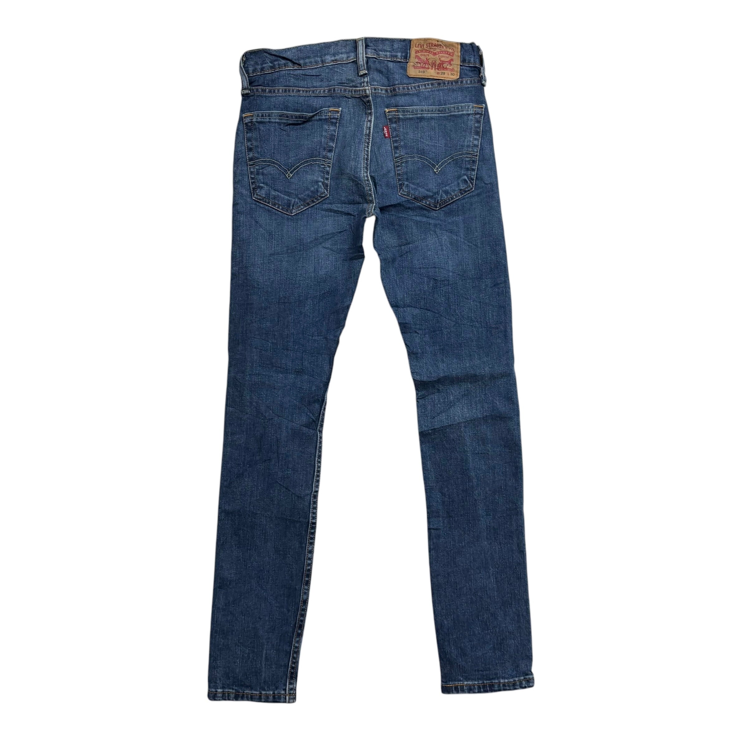 Levis 519 Jeans W29 L30 Mens Mid Blue Super Skinny Fit Stretch Denim (E)