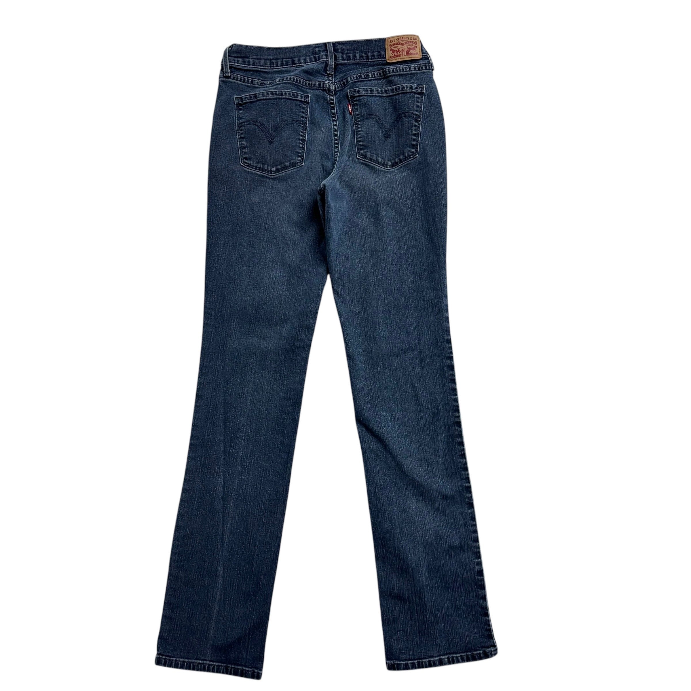 Levis 505 Jeans W29 L33 Womens Navy Blue Regular Straight Fit Stretch Denim