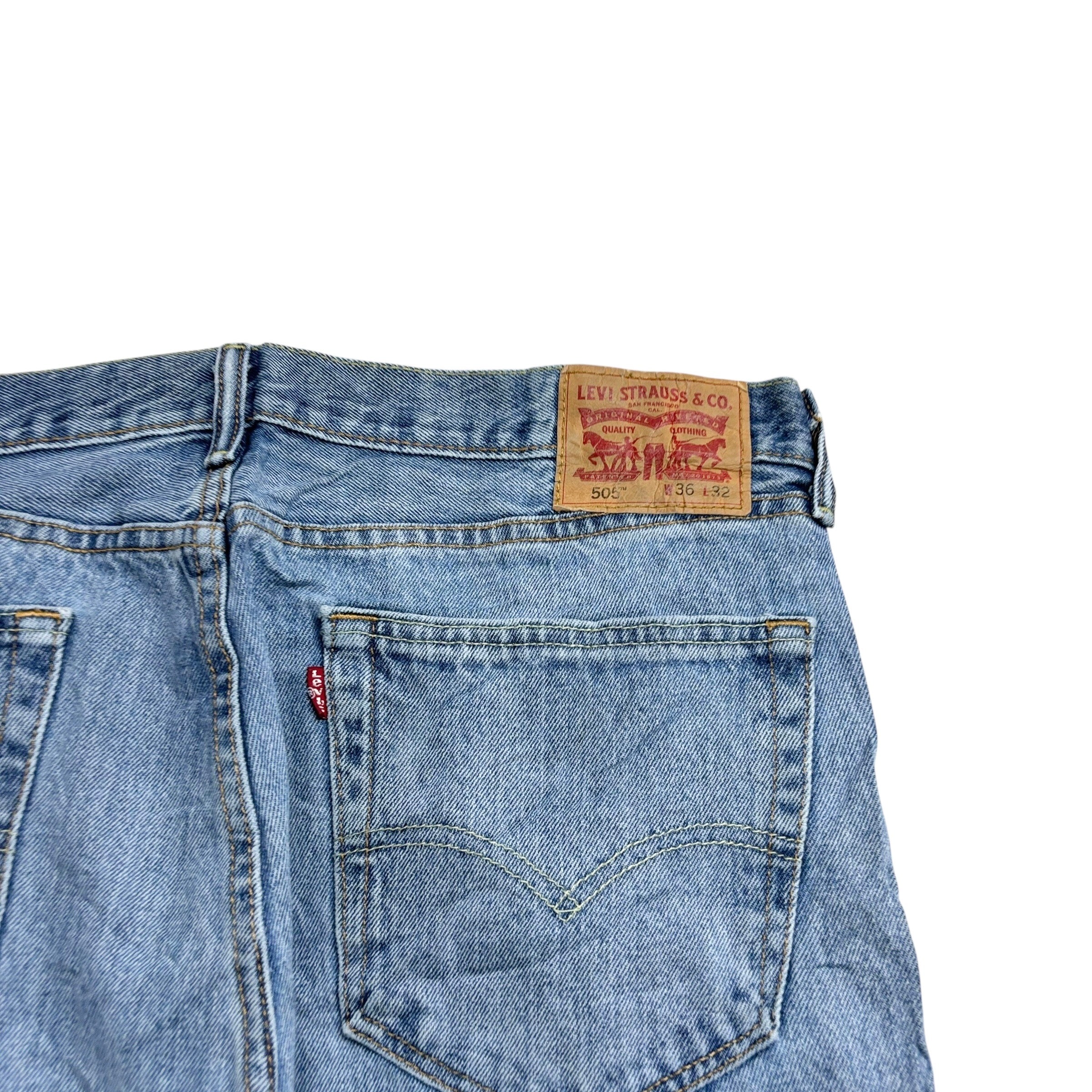 Levis 505 Jeans W36 L32 Mens Light Blue Regular Straight Fit Denim