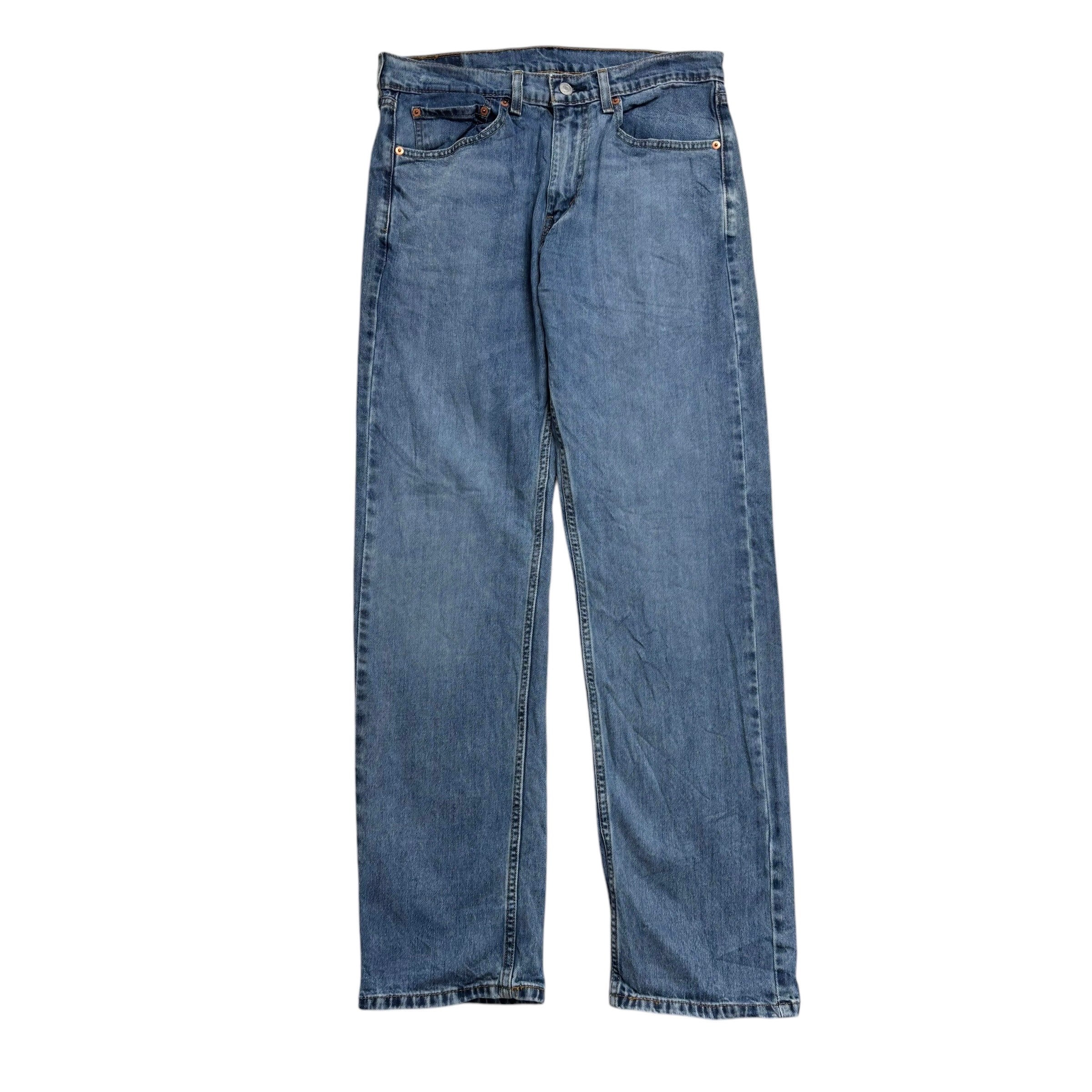Levis 505 Jeans W32 L32 Mens Light Blue Regular Straight Fit Stretch Denim (E)