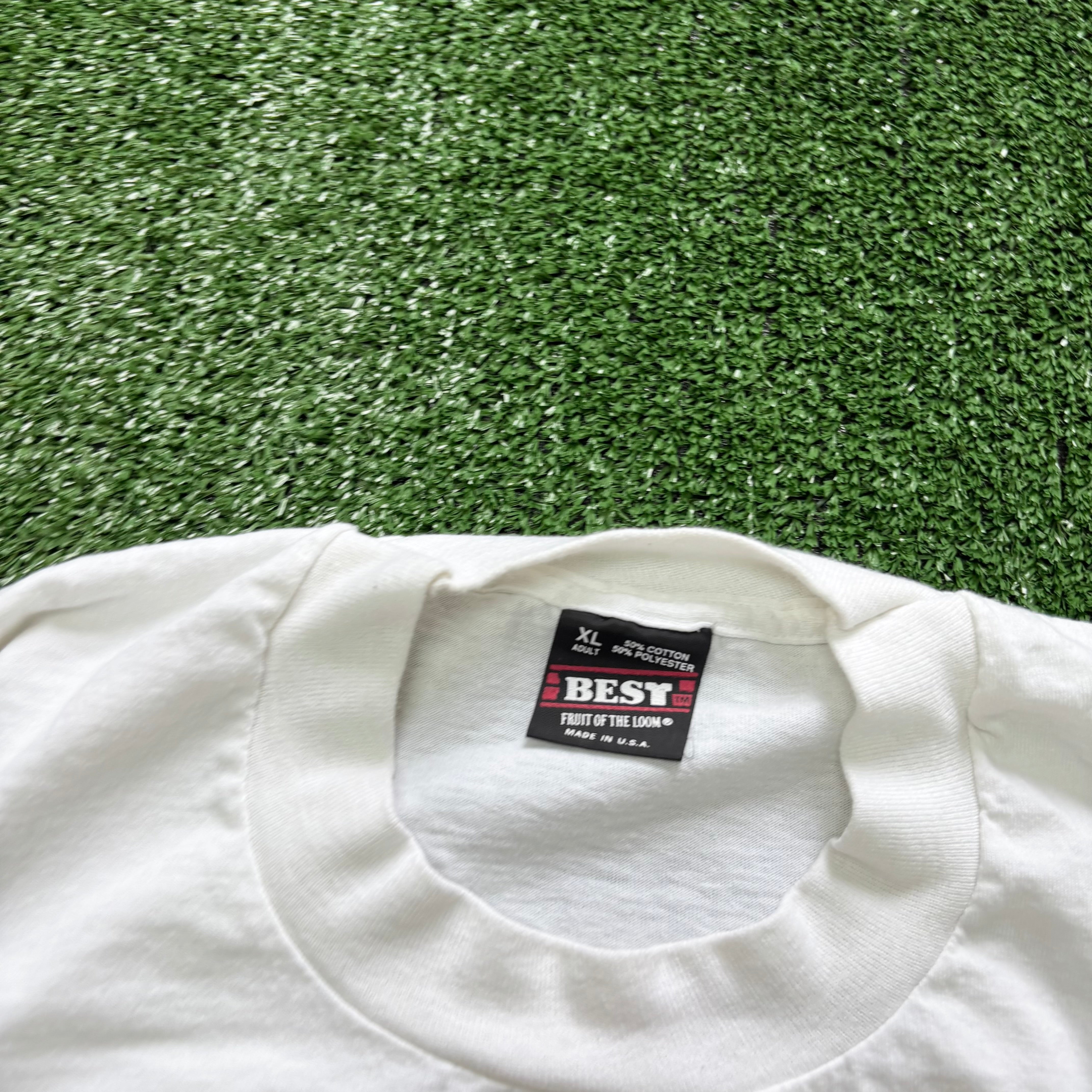 Vintage T Shirt Mens XL White Single Stitch Graphic Print 90s USA Racing